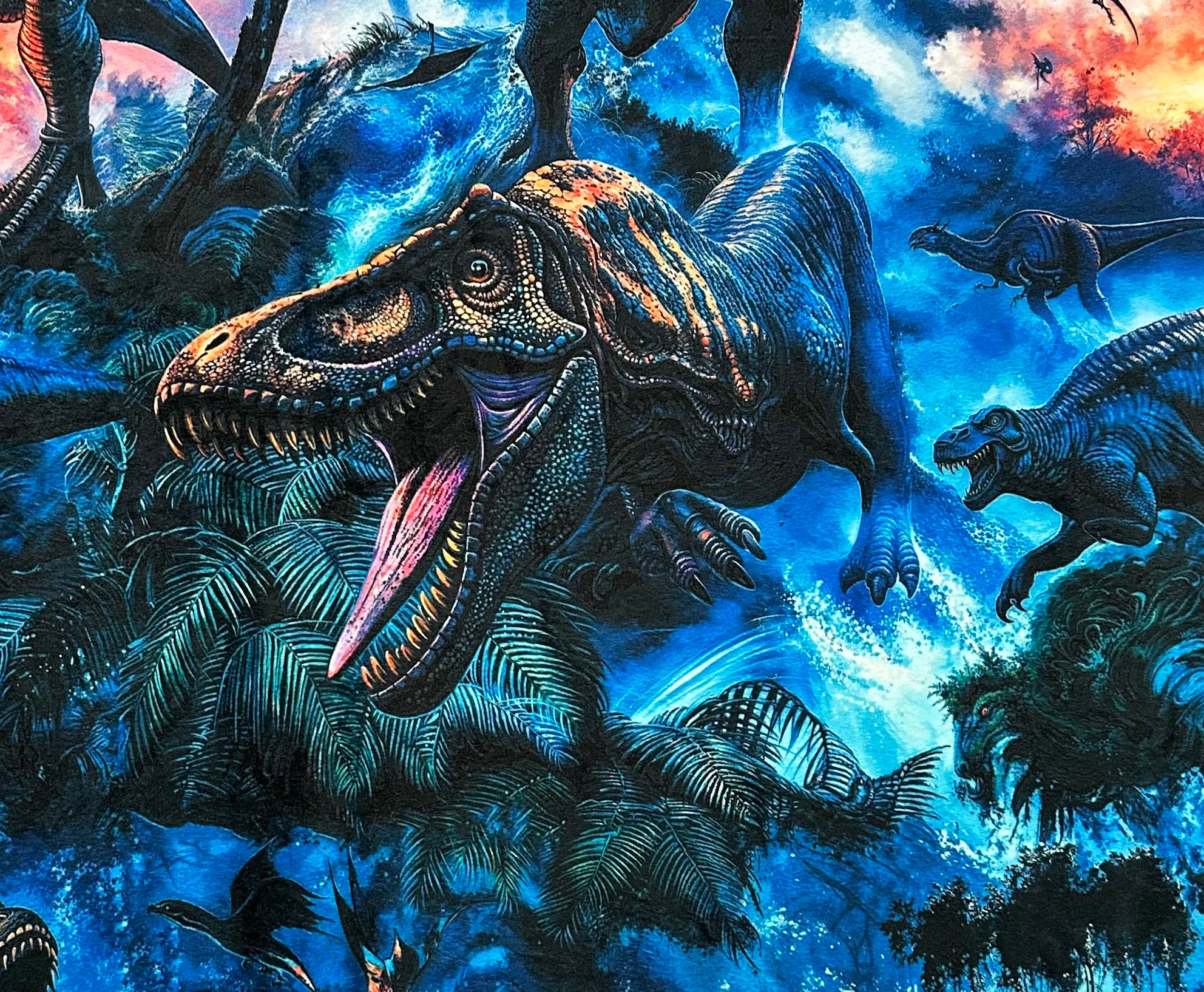 Soft Dinosaur Print Blue Luxe 41x60 Minky Blanket for Kids & Toddlers with Matching Pillowcase - Cozy Nursery Bedding for Nap Time & Playtime