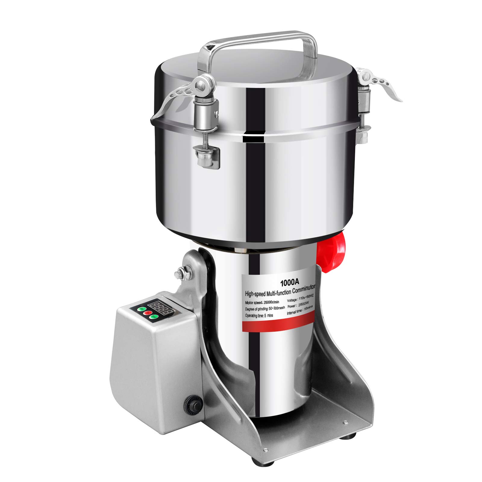 2000g Commercial Electric Grain Grinder - Stainless Steel Mill for Coffee, Spices, Herbs & Nuts - LCD Digital Display - Perfect for Home Kitchens, Bakeries & Coffee Shops