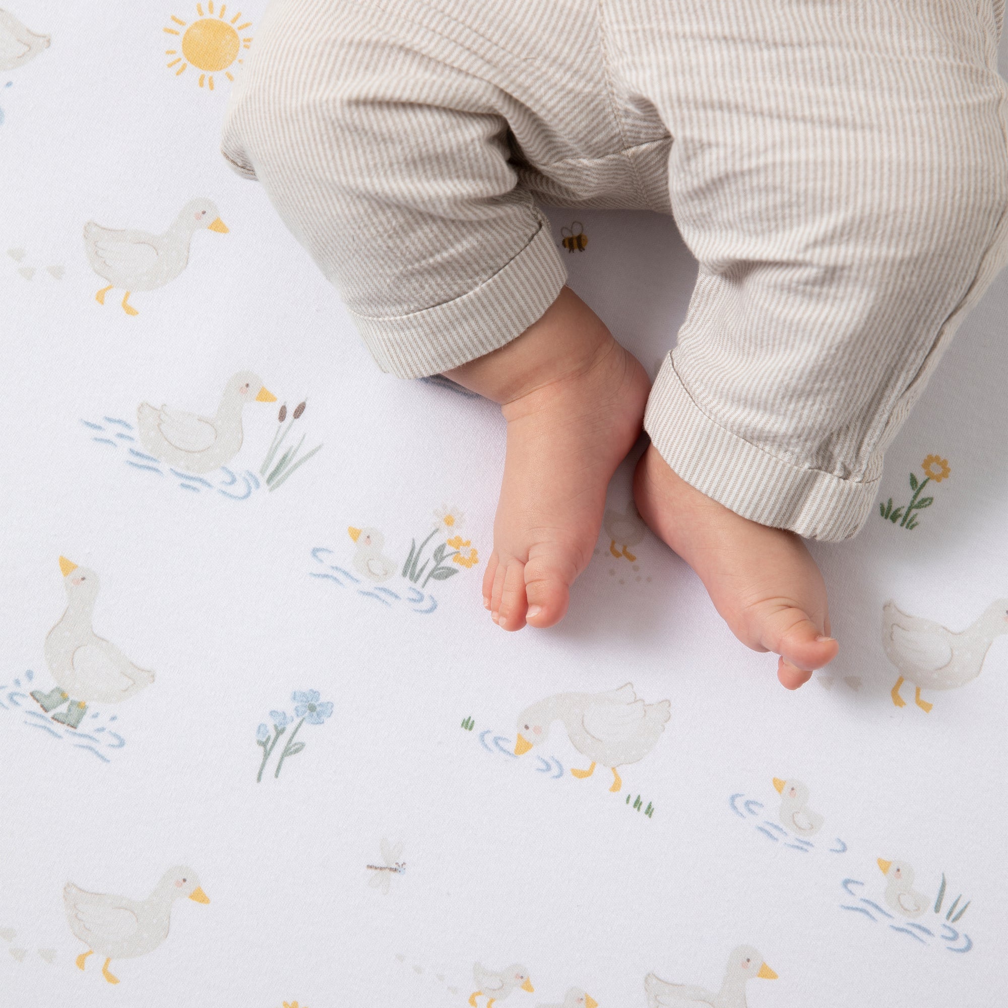 Organic Jersey Cotton Fitted Sheets 2 Pack - Soft Breathable Crib Sheets for Baby Nursery, Daycare & Travel - Goosey Goosey