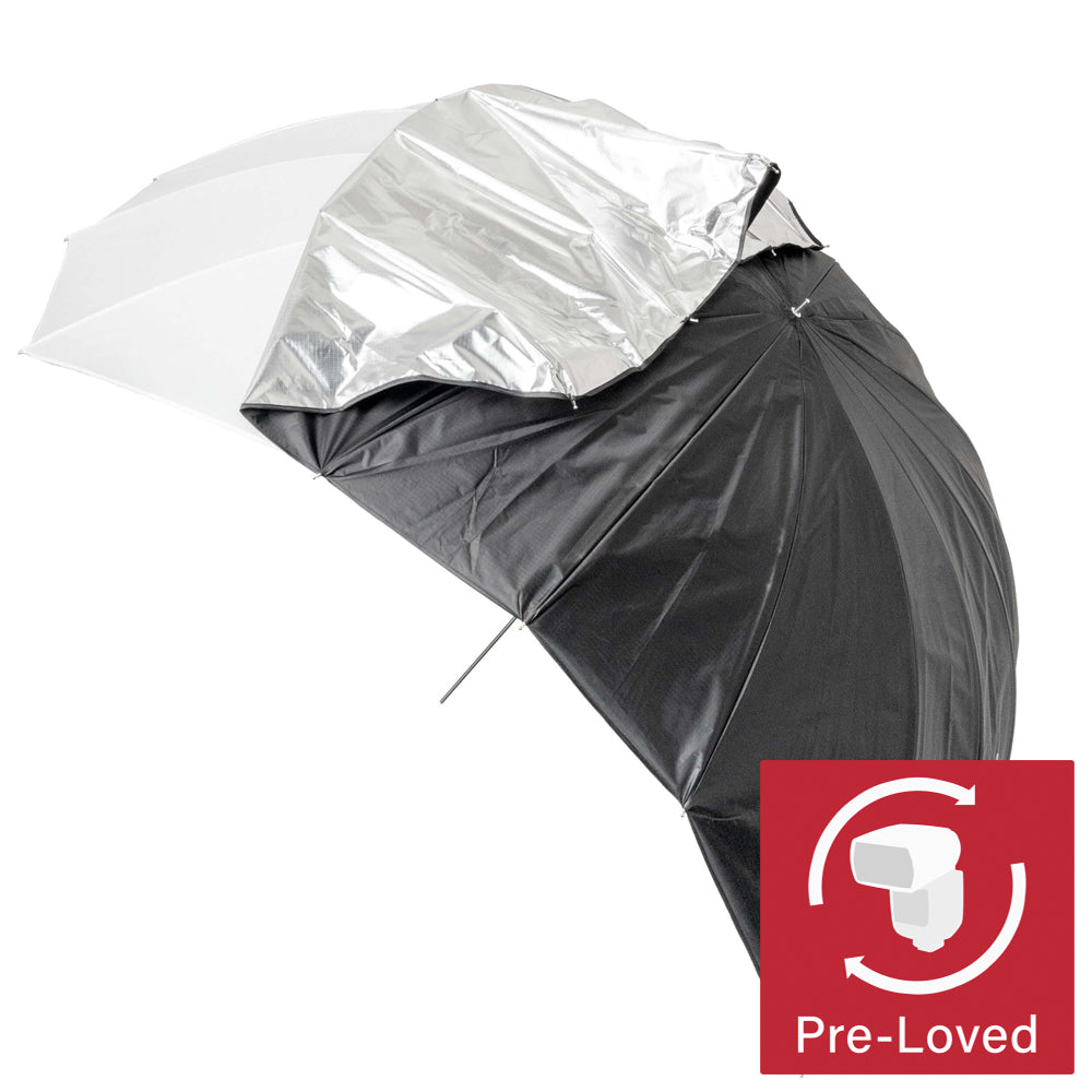 Black & White Striped Fiberglass Parabolic Umbrella - Professional Photography Lighting Modifier for Studio, Portrait, and Outdoor Shoots