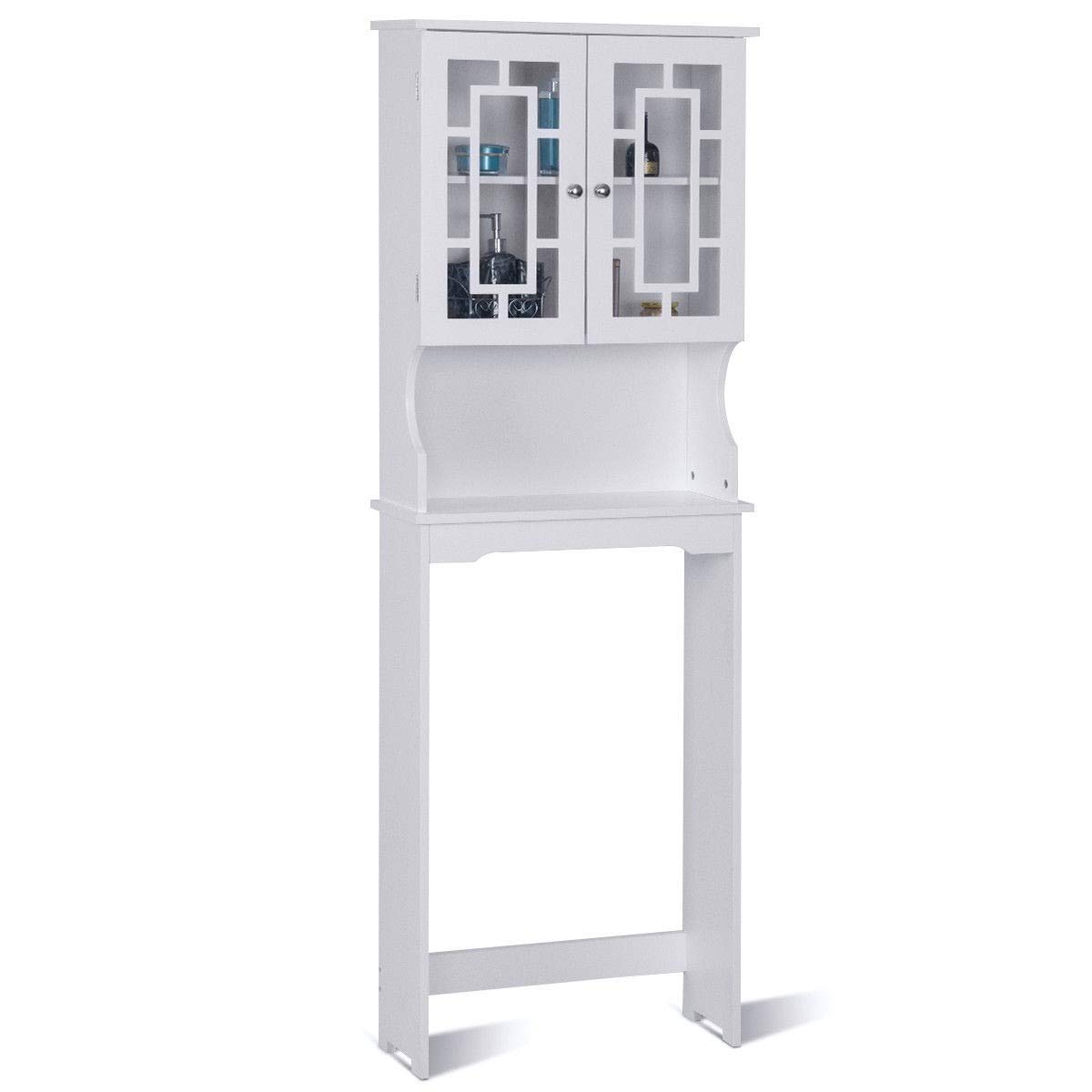 Over-The-Toilet Bathroom Storage Cabinet Organizer with Adjustable Shelf - Space Saving Bathroom Storage Solution for Towels, Toiletries & Cosmetics - Perfect for Small Bathrooms, Apartments & Dorm Rooms