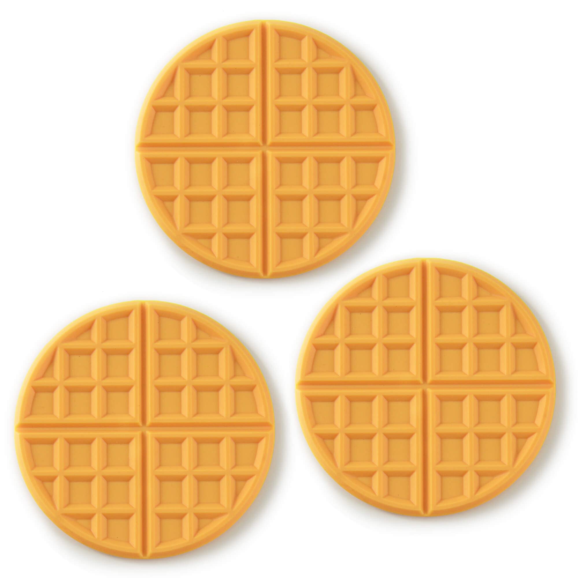 Non-Slip Silicone Kitchen Trivets Set of 3 - Heat Resistant Pot Holders, Waffle Design Hot Pads for Countertops, Stovetop & Dining Table Protection (Yellow) - Perfect for Cooking, Serving & Home Decor