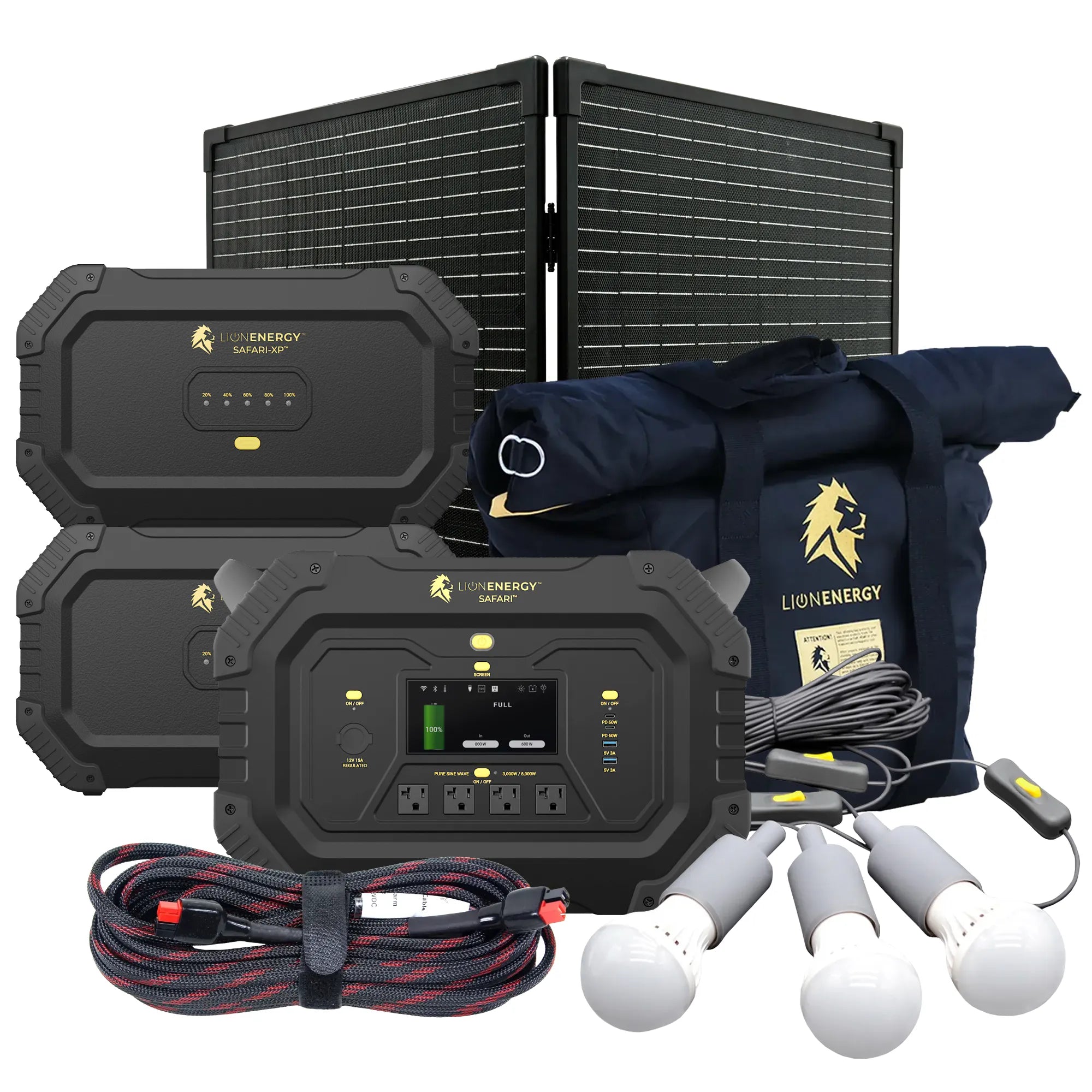 Safari+2 XPs Portable Power Station Bundle - 3000W 6988Wh LiFePO4 Battery for Camping, RV, Emergency Backup & Off-Grid Power Supply