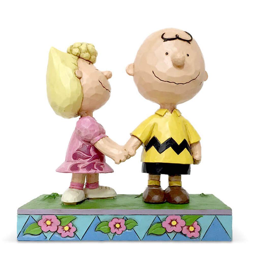 Enesco Jim Shore Charlie Brown & Sally Holding Hand Figurine 6005949 - Multicolor Collectible for Home Decor, Gift, and Disney Peanuts Fans