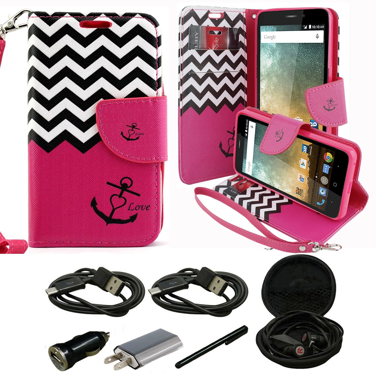 LG G5 Wallet Case - Magnetic Slim Folio Cover with Card Slots & Accessories for LG G5 Phone | Anchor Pink | Perfect for Business, Travel & Everyday Use