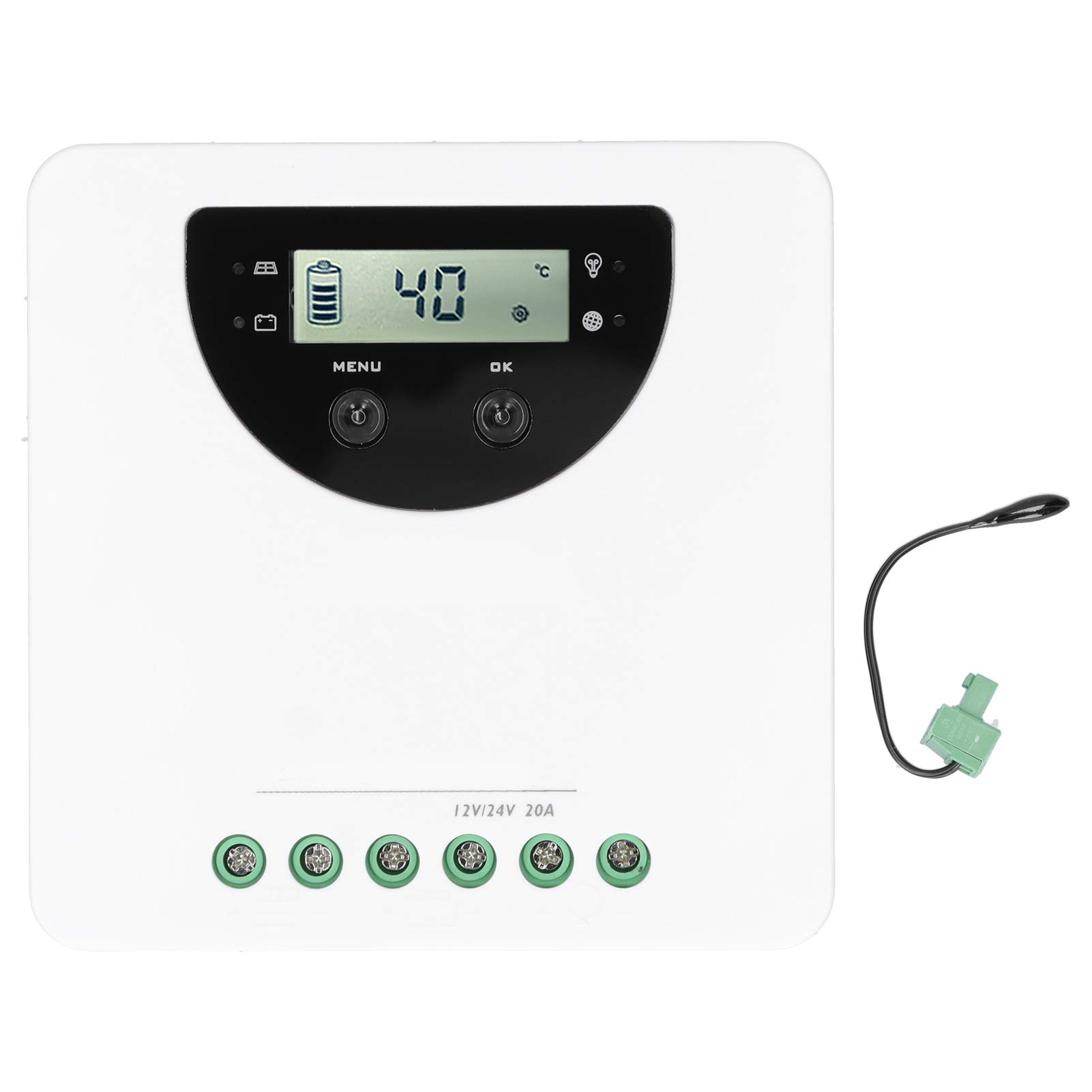 20A MPPT Solar Charge Controller with Sensor - Waterproof Solar Panel Regulator for RVs, Boats, Yachts & Off-Grid Power Systems | Ideal for Marine, Camping & Solar Energy Storage Applications