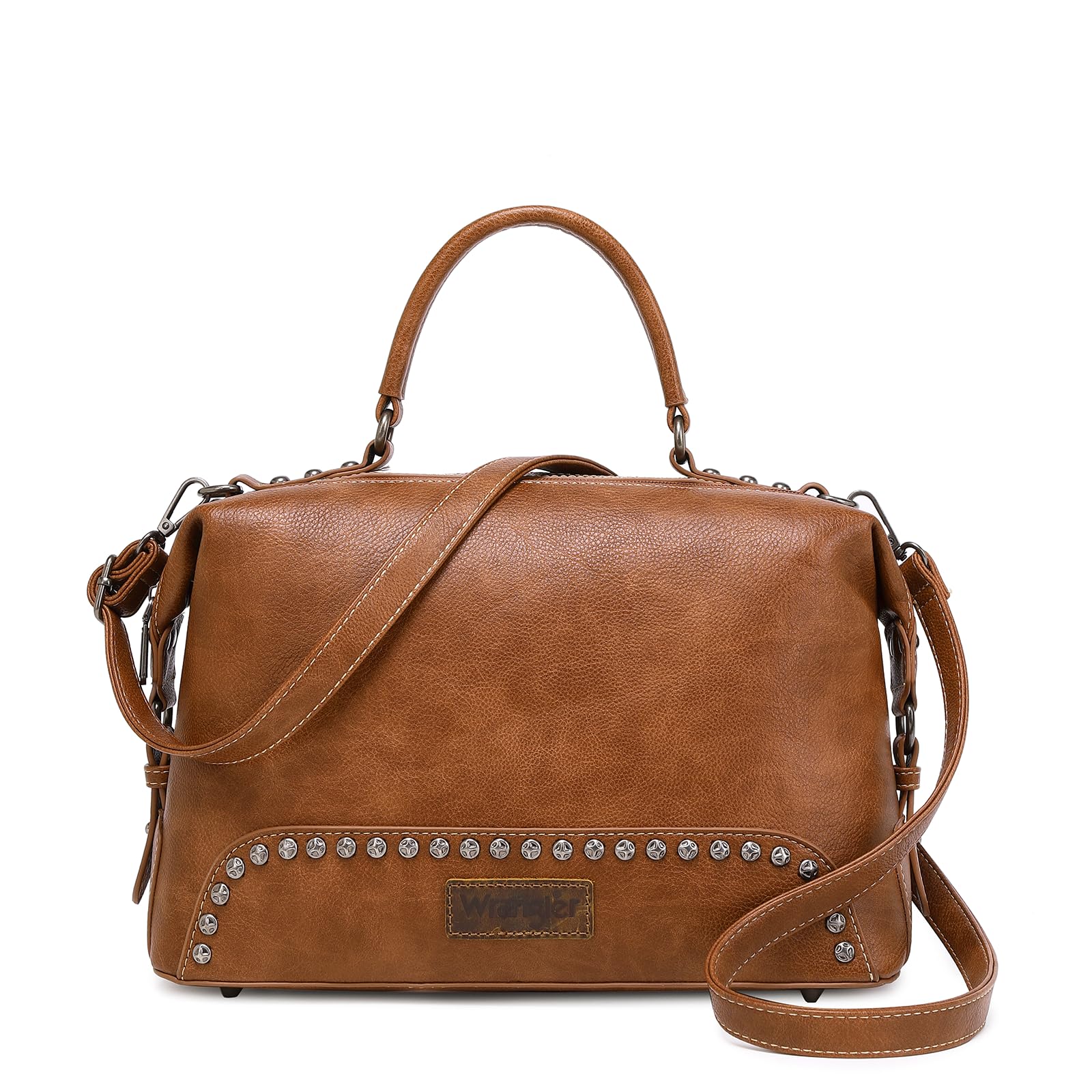 Wrangler Genuine Leather Doctor Bag for Women - Stylish Shoulder Handbag & Crossbody Purse for Work, Travel & Everyday Use