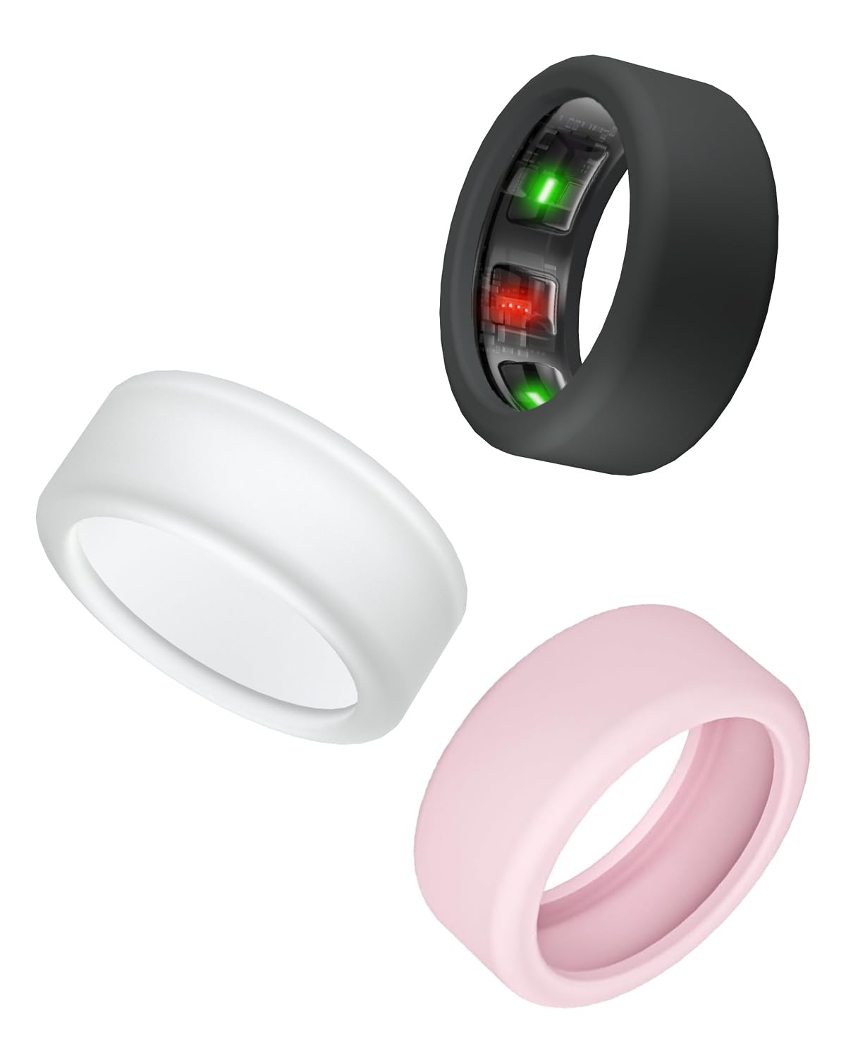 Oura Ring Silicone Protector Cover - Elastic Case for Oura Ring Gen 4 & 3 - Workout, Gym & Sleep Protection - Patent Protected (Black, Clear, Pink - Size S for 6-10) - Perfect for Fitness, Swimming & Daily Wear