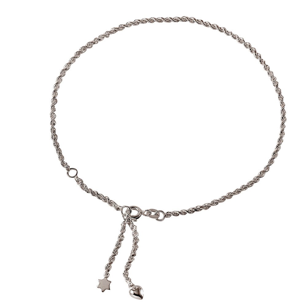 FANTOM .925 Sterling Silver Star Heart Anklet Bracelet for Women - Dainty Adjustable Ankle Chain Jewelry Gift for Girlfriend, Wife, Daughter | Perfect for Beach, Wedding, Everyday Wear