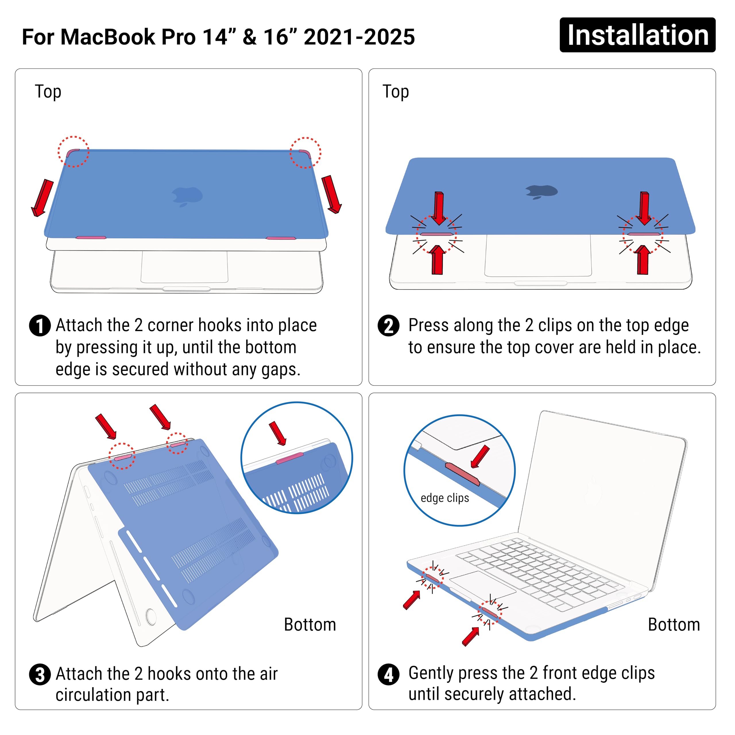 IBENZER 14 Inch MacBook Pro Hard Shell Protective Case with Keyboard Cover - Star Blue (T14-S-BL+1) | Durable Laptop Cover for Work, Travel & School