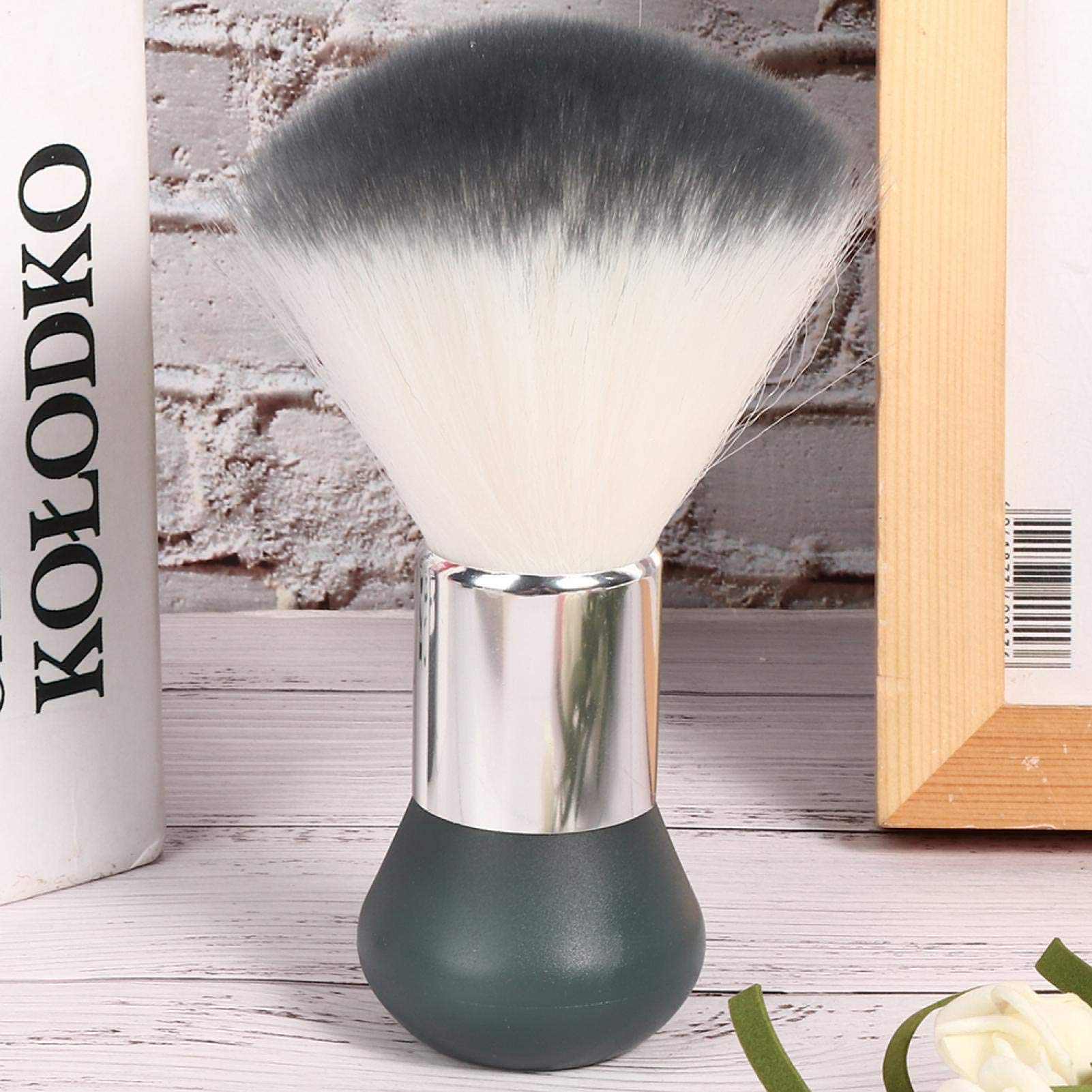 Professional Neck Duster & Hair Sweeping Brush - Soft Barber Cleaning Brush for Hair & Face - Salon Quality Grey Hairbrush for Stylists | Perfect for Barber Shops, Home Grooming & Makeup Application