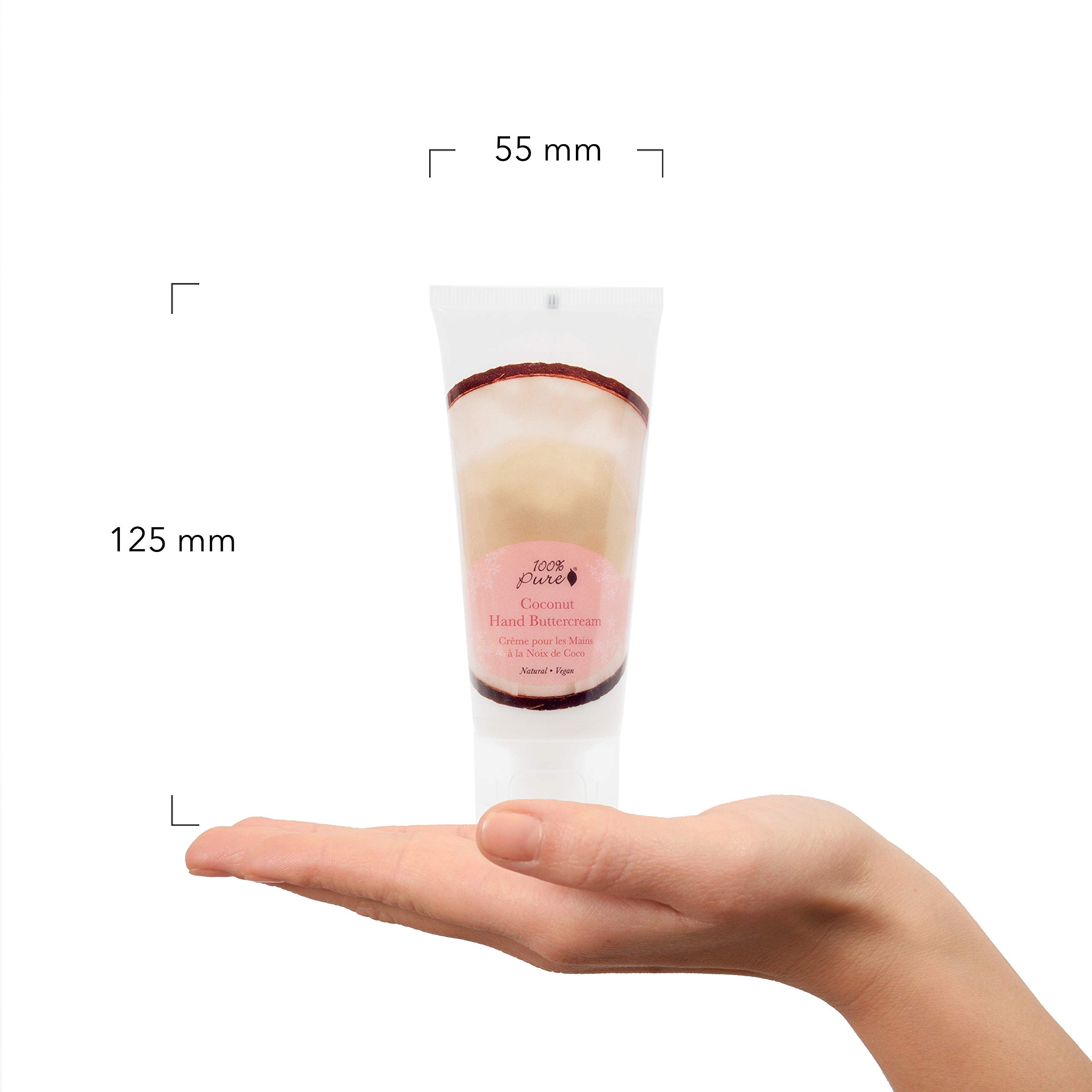 100% Pure Coconut Vegan Hand Cream for Dry Skin - Shea Butter & Natural Moisturizing Lotion (2 Fl Oz) | Hydrating Hand Buttercream for Cracked Hands, Winter Care & Daily Nourishment