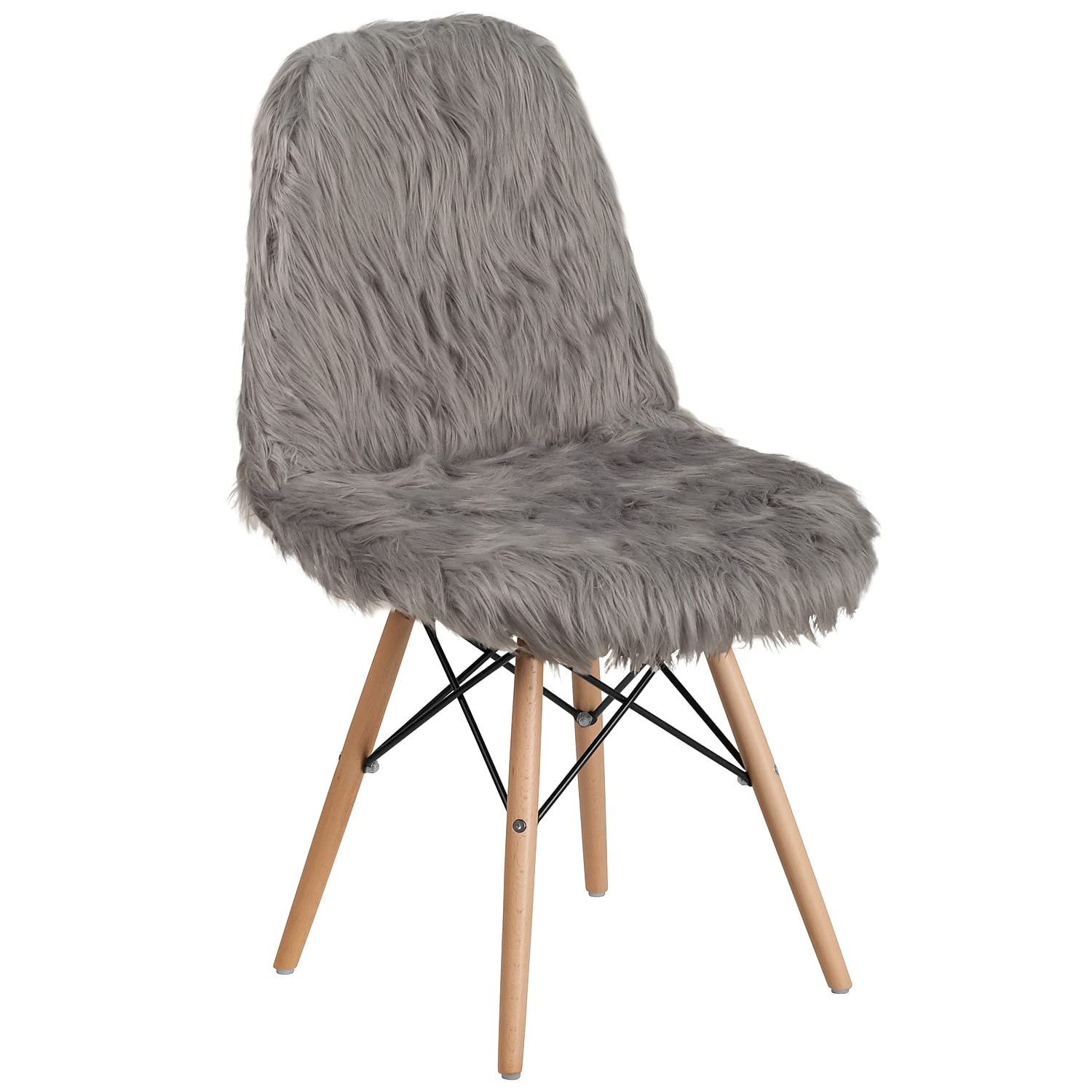 Flash Furniture Shaggy Dog Charcoal Grey Accent Chair - Soft Plush Upholstered Armchair with Solid Wood Legs for Living Room, Bedroom, or Office - Cozy Seating for Relaxing, Reading, or Decorating