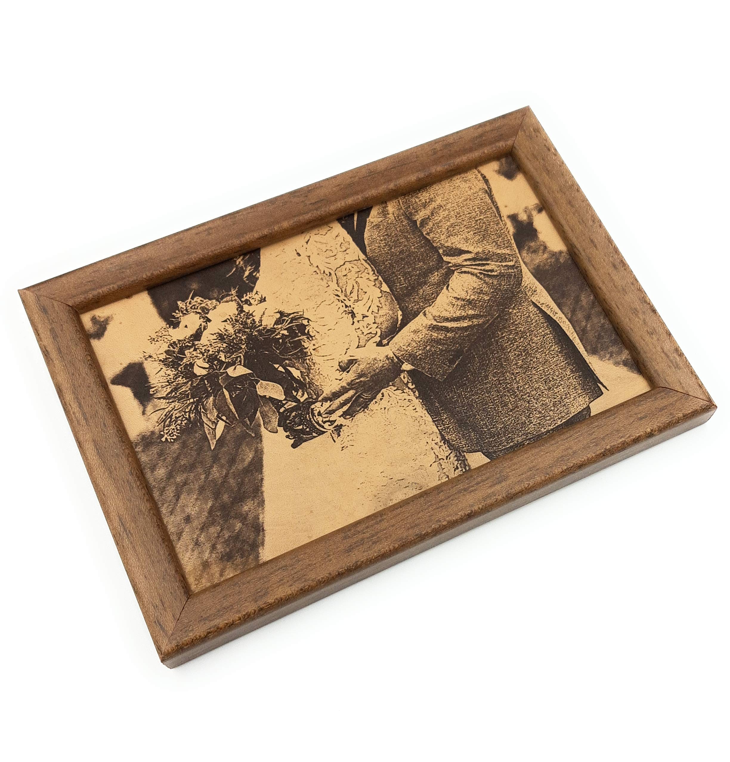 Custom Engraved Genuine Leather Photo Frame - Personalized 3D Picture on Real Leather - Perfect 3rd Wedding Anniversary Gift for Couples - Home & Office Decor, Romantic Keepsake for Special Occasions