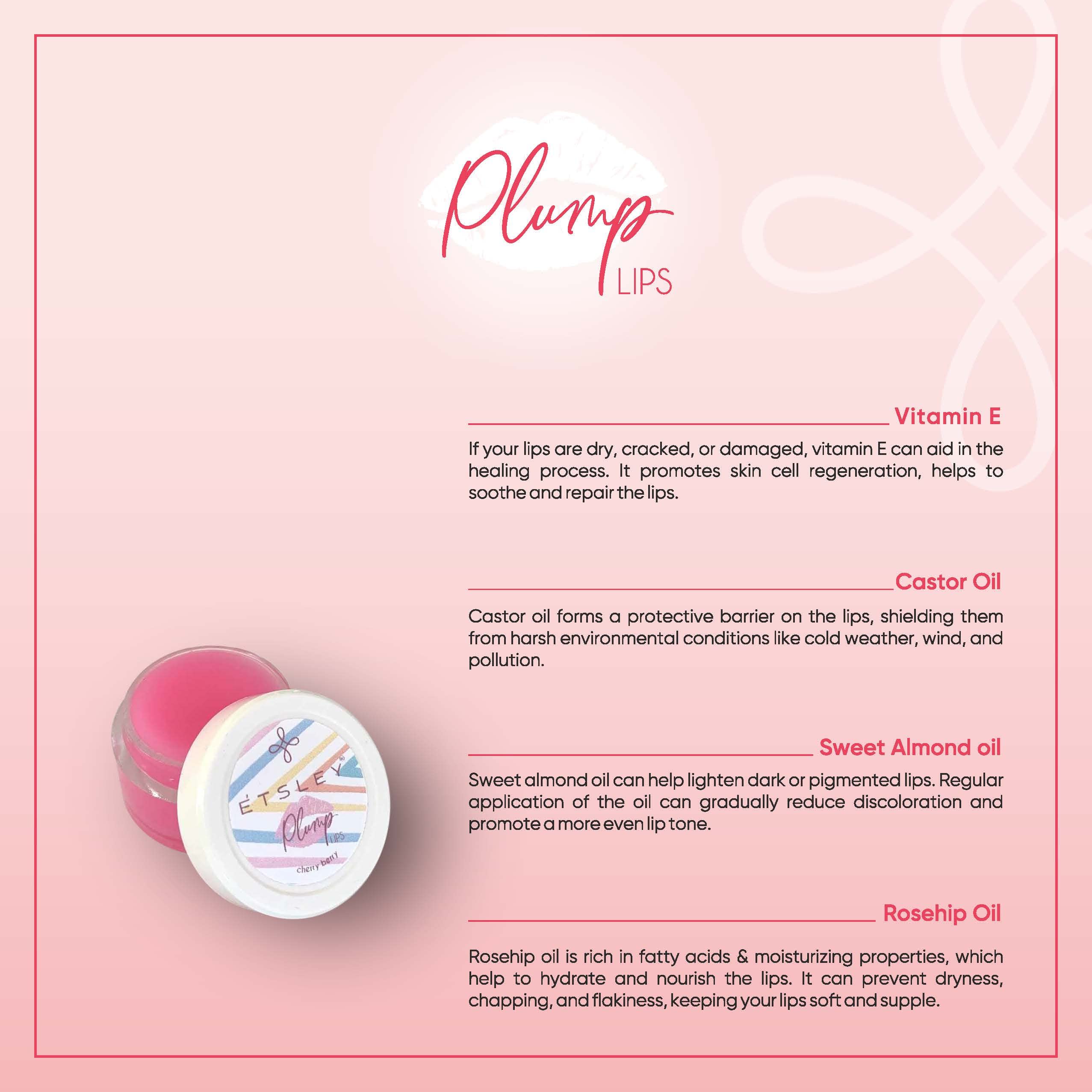 Plump Lips Cherry Berry Matt Lip Balm - Hydrating & Long-Lasting Lip Care for Soft, Smooth Lips - Perfect for Daily Use, Makeup Prep & On-the-Go Moisture