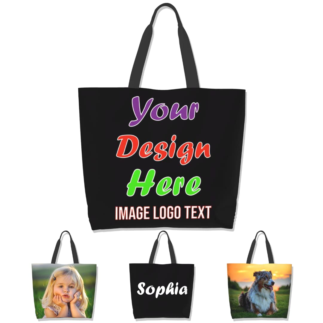 Custom Personalized Tote Bag for Women - Reusable Shopping Handbag with Logo & Name - Durable Shoulder Bag for Business, Work & Travel - Perfect for Groceries, Beach Trips & Daily Commute