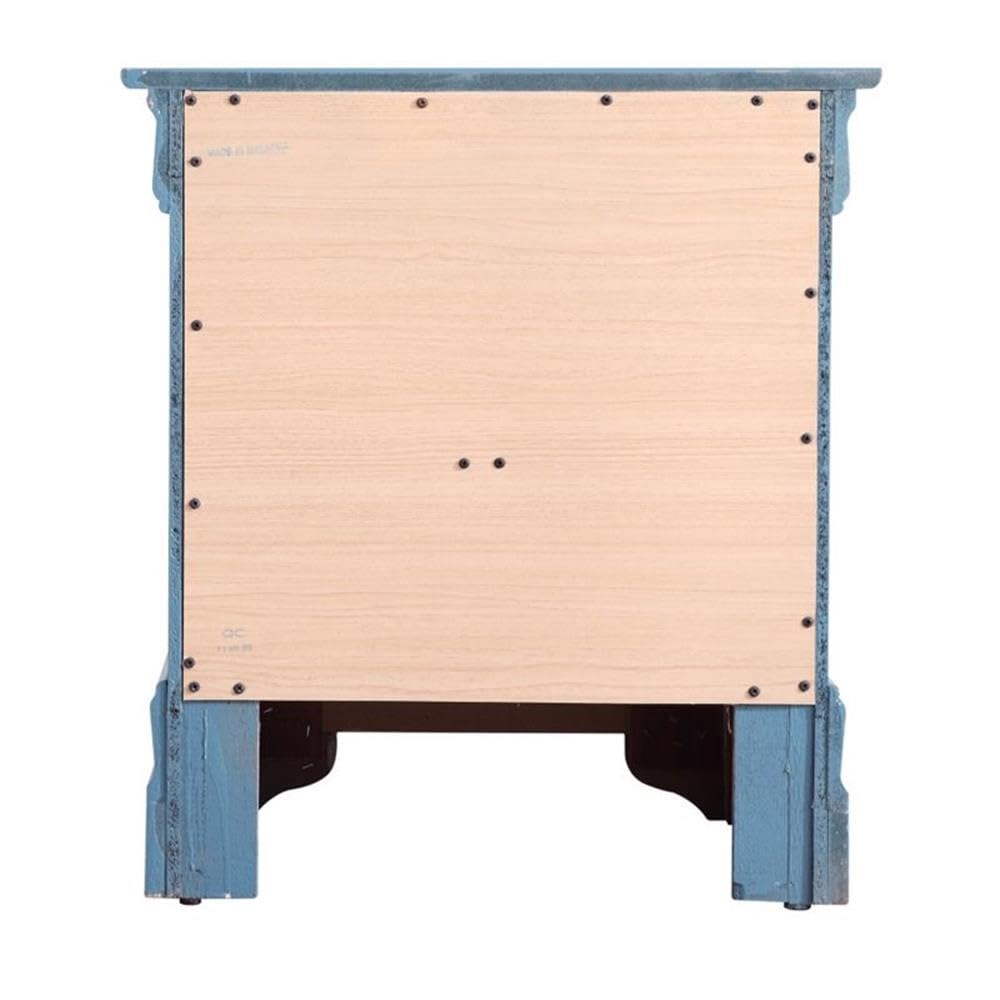 Glory Furniture Louis Phillipe 2-Drawer Nightstand in Teal - Modern Bedside Table for Bedroom, Guest Room & Nursery | Compact Storage with Smooth Gliding Drawers