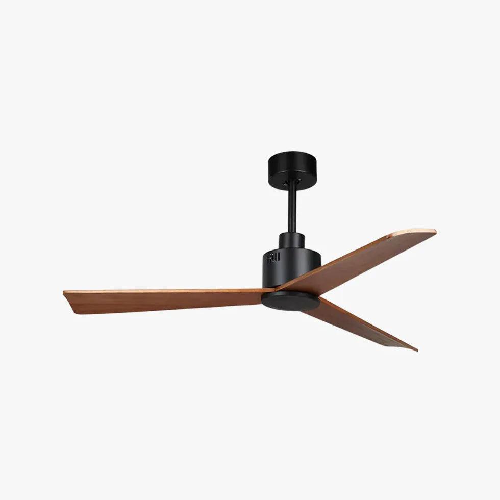 3-Blade Walnut Wood Ceiling Fan with Light - Modern Kitchen Fan for Home, Dining Room & Bedroom - Energy Efficient Quiet Operation