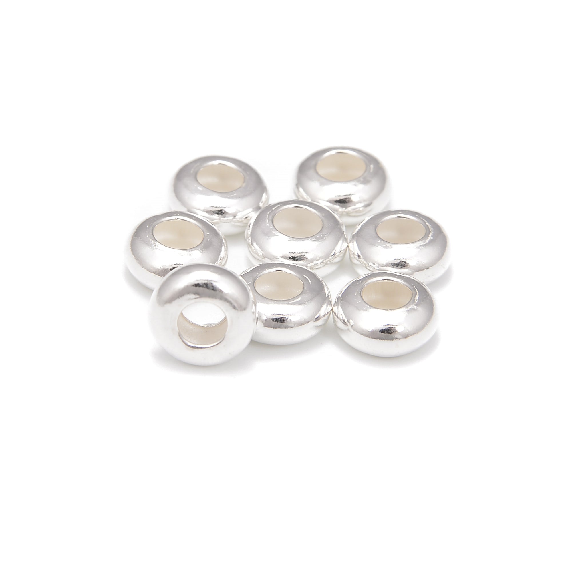 925 Sterling Silver Large Hole Rondelle Beads - 2x4mm, 2.5x5mm, 4x7mm, 4x9mm Sizes - Perfect for Jewelry Making, DIY Bracelets & Necklaces