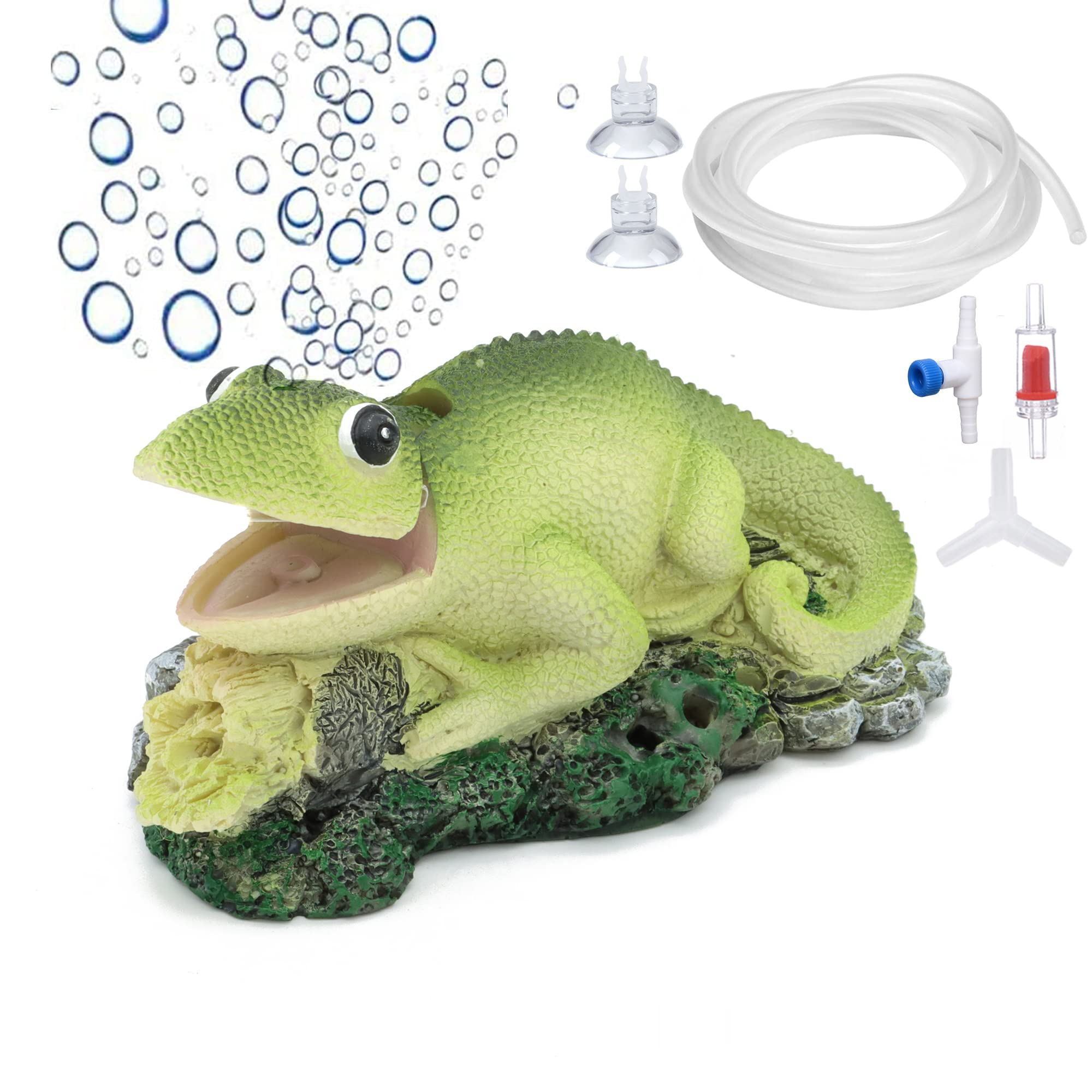 ALEGI Aquarium Air Bubbler Decorations - Lizard-Shaped Fish Tank Ornament with Oxygen Bubbles | Perfect for Freshwater & Saltwater Tanks, Enhances Water Aeration for Healthy Fish