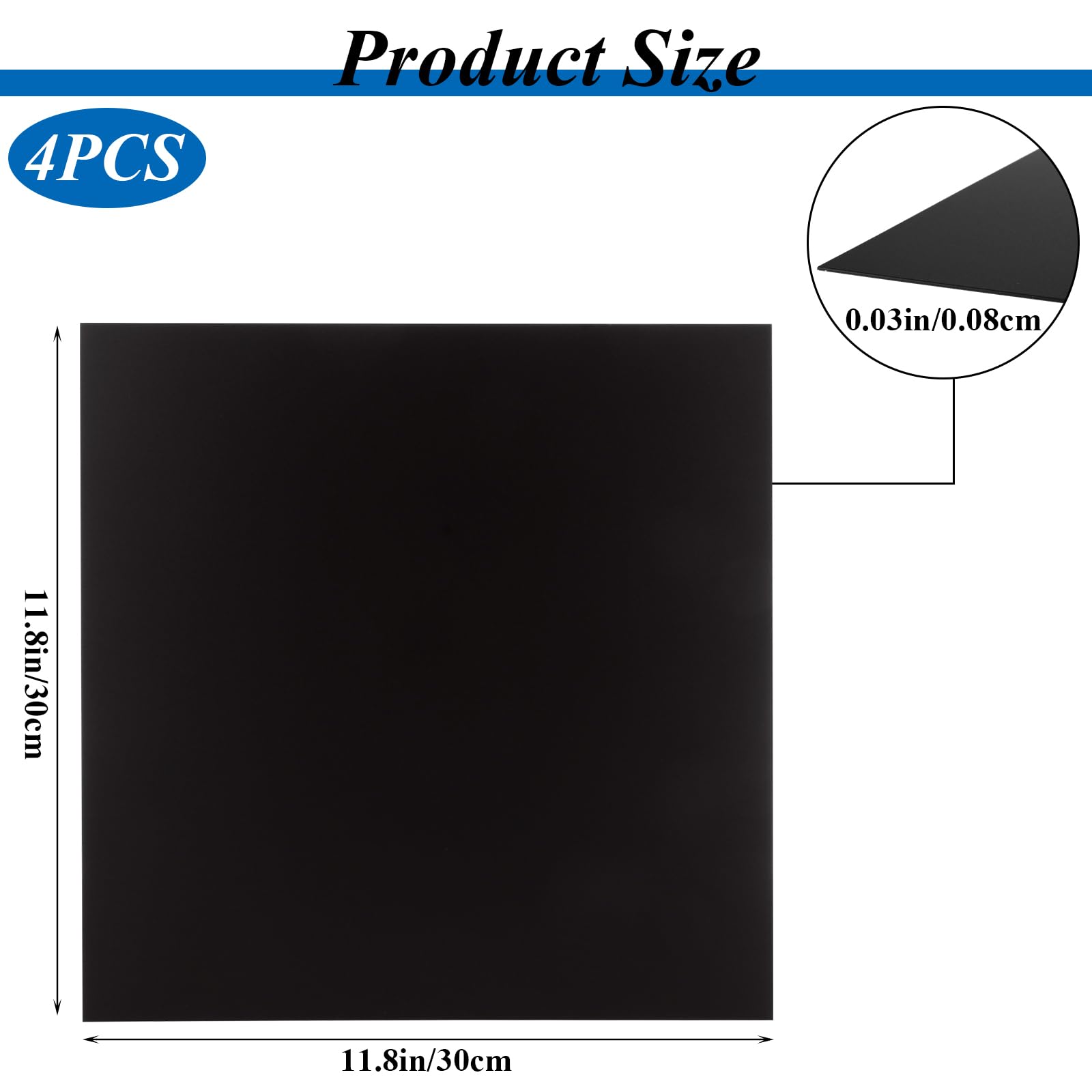 4PCS 12x12 Inch Anodized Aluminum Sheets (0.8mm/0.04