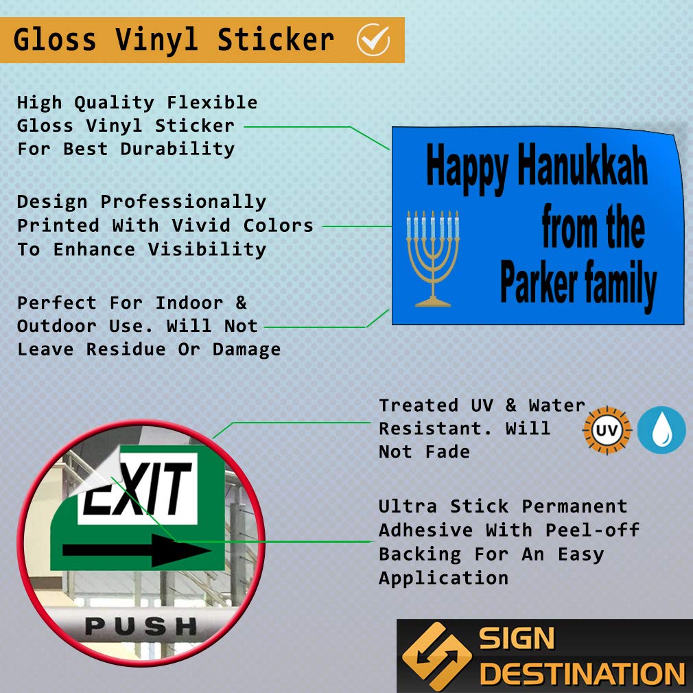 Custom Hanukkah Door Decals - Vinyl Stickers for Holidays & Occasions - Happy Hanukkah Signs from The Name Family - Outdoor & Car Bumper Stickers - 54x36 Inches (Set of 5, Blue) - Perfect for Home Decor, Car Windows & Holiday Gifts
