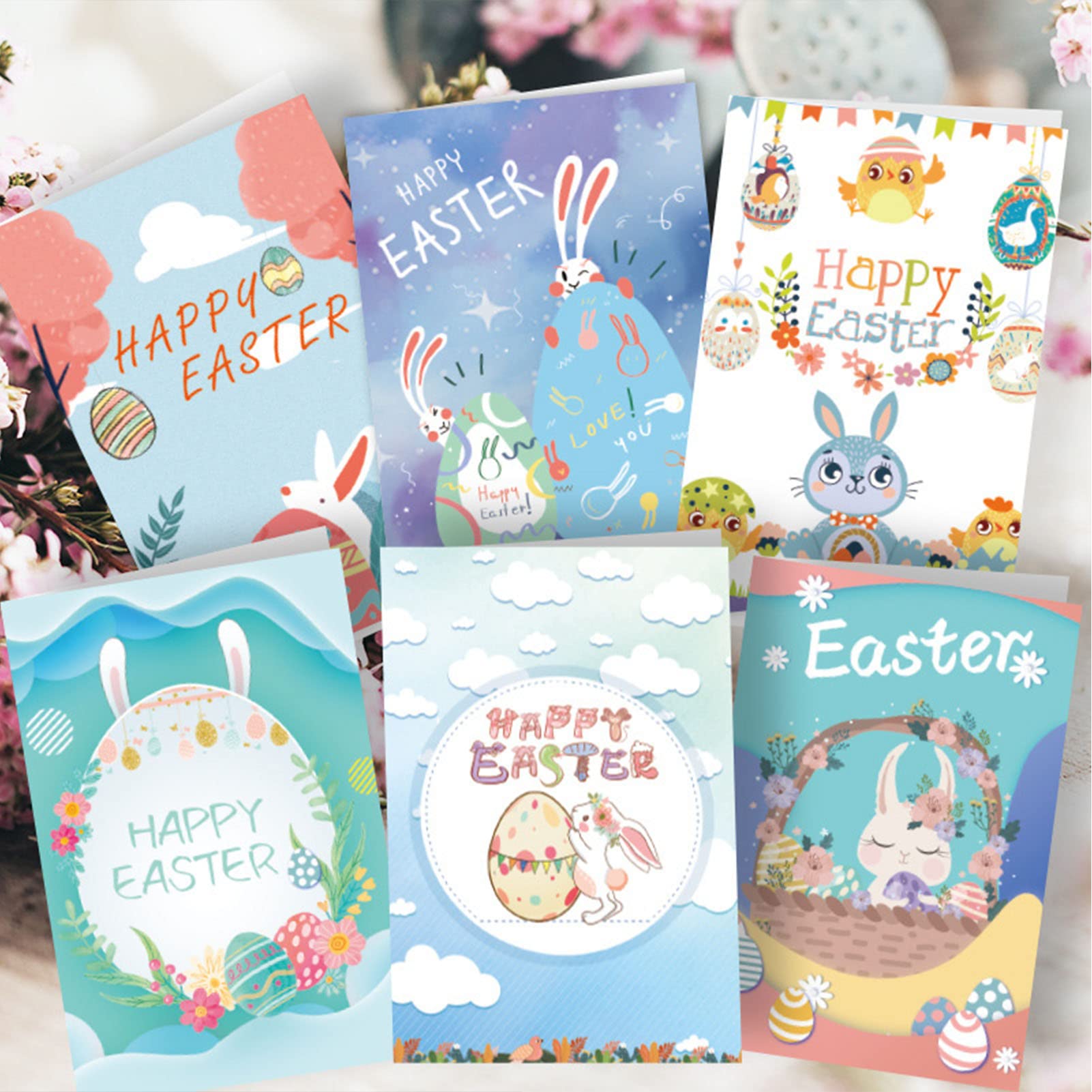 72 Pack Easter Greeting Cards with Envelopes & Bunny Egg Stickers - Bulk Easter Card Set for Kids, Family & Friends - Perfect for Easter Celebrations, Spring Parties & Classroom Activities (Multicolor)