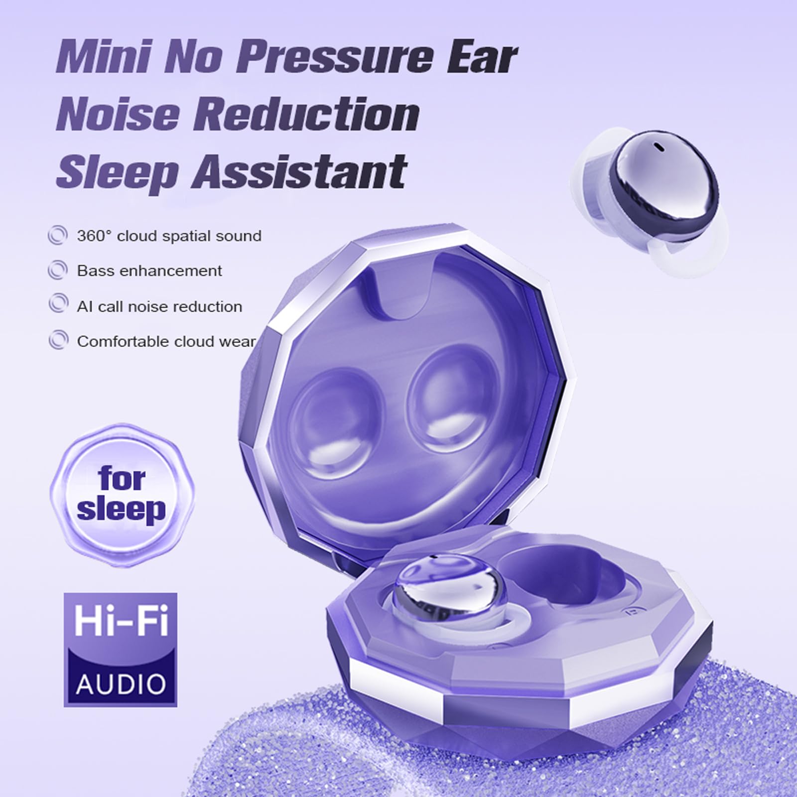 Wireless Bluetooth Sleep Earbuds for Side Sleepers - Small Mini Noise Cancelling Earphones for Women with Small Ear Canals | Comfortable for Night Use, Travel & Meditation