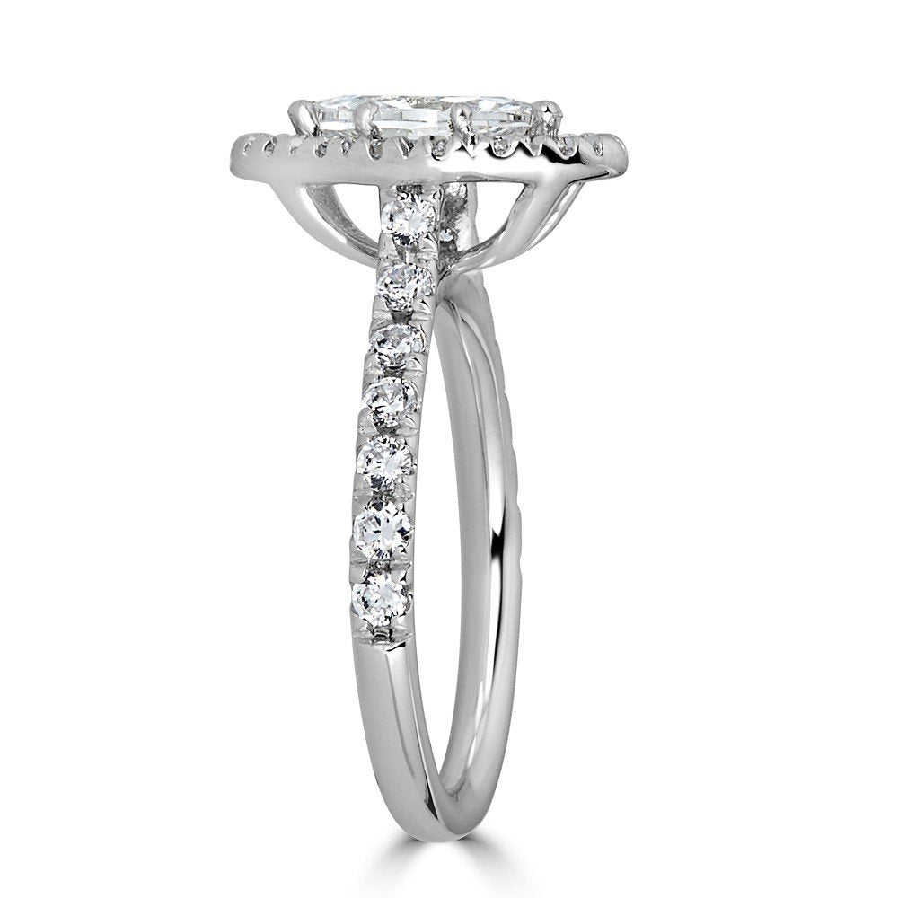 14KT Gold 1.00 CTW Marquise Halo Diamond Ring for Women - Elegant Engagement & Wedding Jewelry Gift - Perfect for Proposals, Anniversaries, and Special Occasions