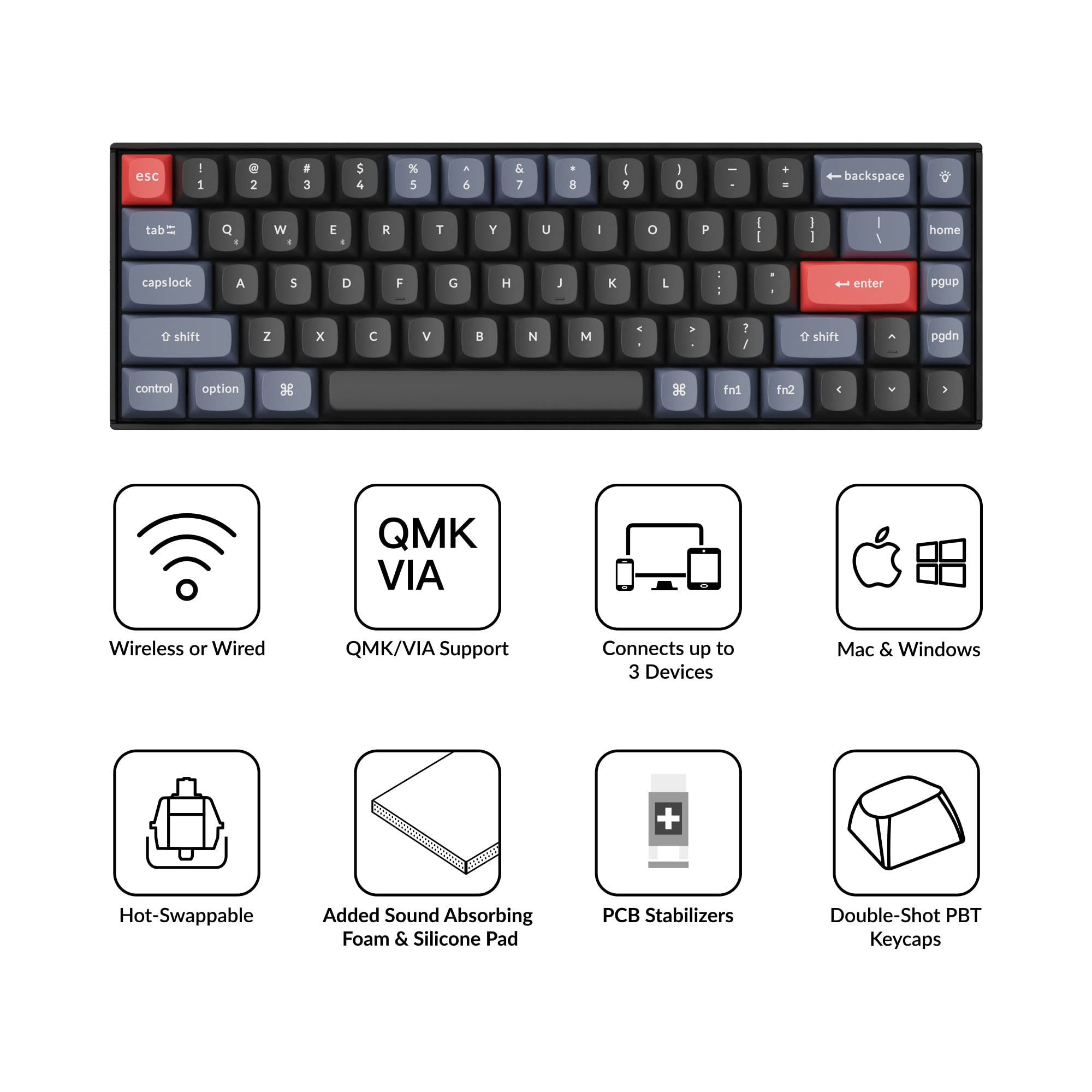 Keychron K6 Pro Wireless Custom Mechanical Keyboard - QMK/VIA Programmable, Hot-Swappable with K Pro Brown Switches, 65% Compact RGB Backlit Keyboard for Mac/Windows/Linux | Perfect for Office Work, Gaming & Programming
