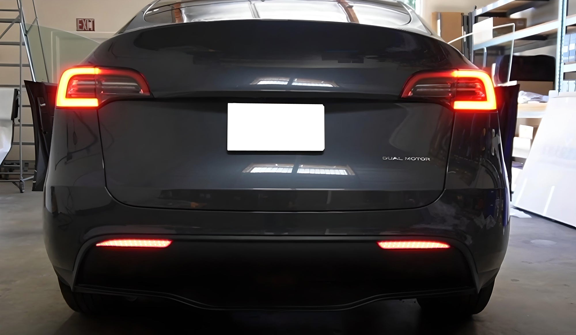 Dark Red LED Rear Bumper Reflector Light Kit for Tesla Model Y (2020-2023) - Upgrade Your Tesla's Style & Safety for Night Driving & Car Shows