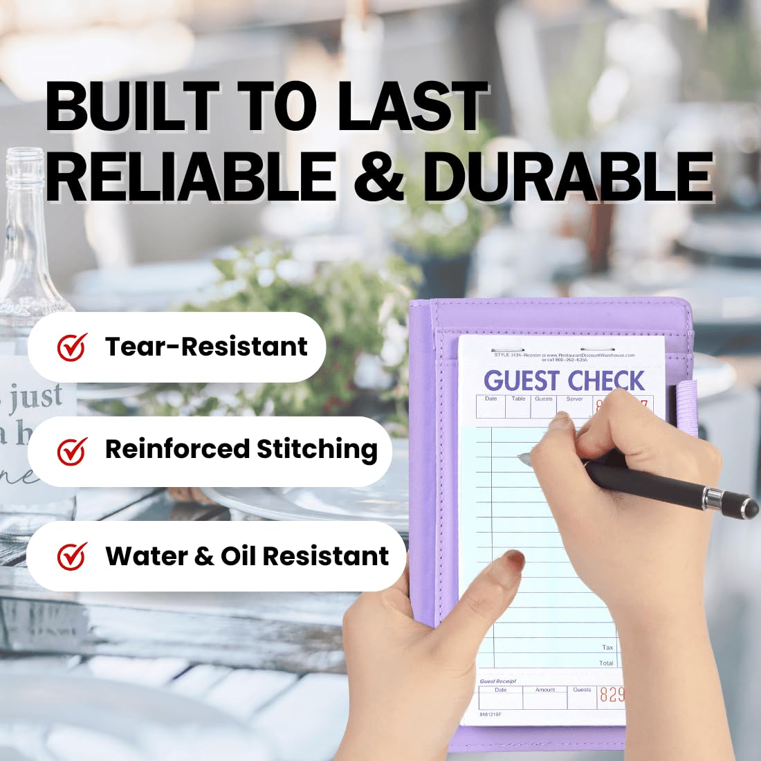 Durable Waitress Server Book for Restaurants, Cafes & Bars - Efficient Organization