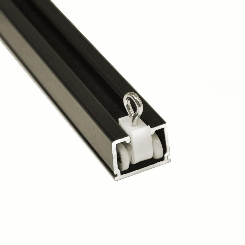 Black Ceiling Curtain Track Set - 6 Feet with Smooth Wheeled Carriers & Hooks for Easy Gliding - Perfect for Living Rooms, Bedrooms, and Home Theater Installations