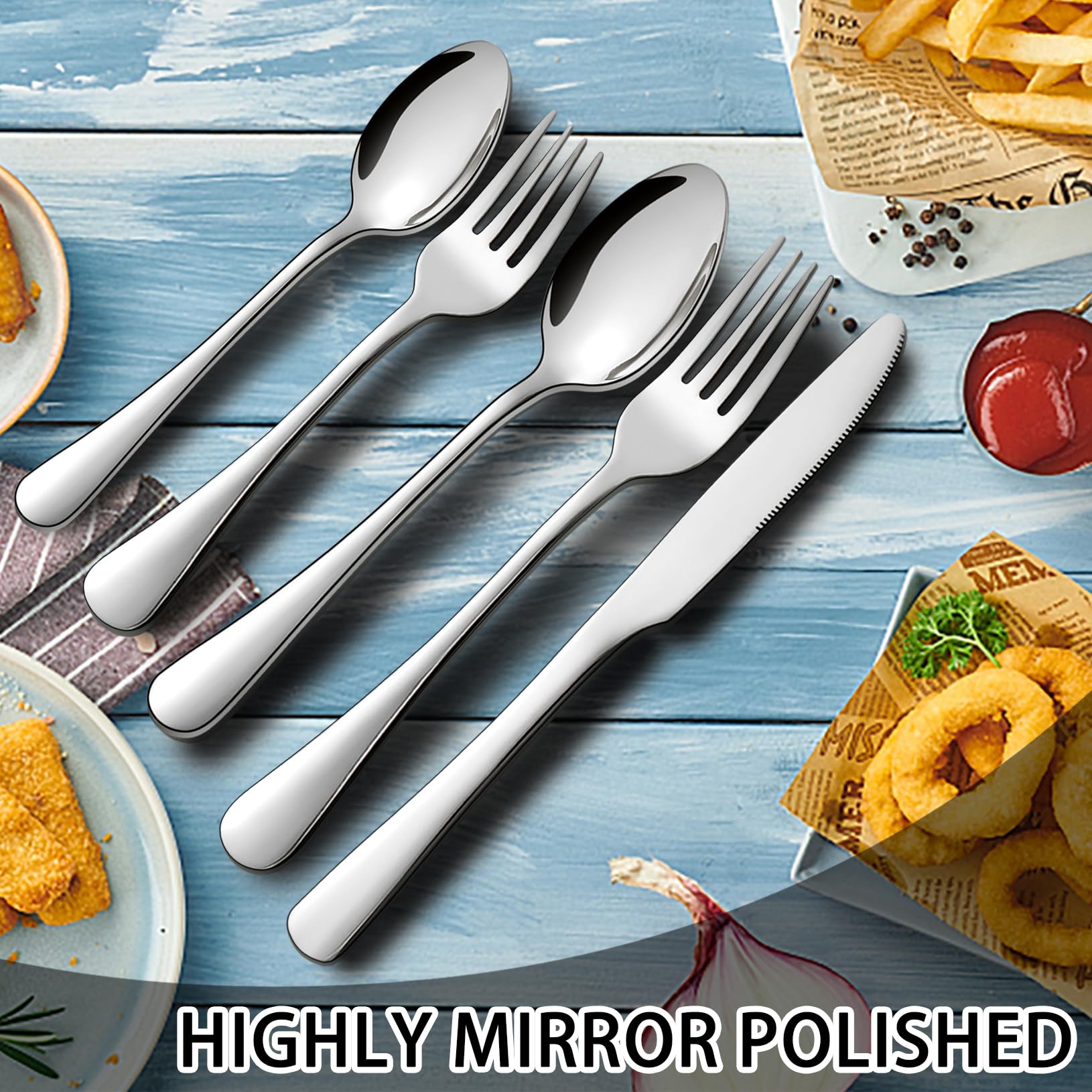 40-Piece Stainless Steel Silverware Set for 8 - Mirror Polished Cutlery Set with Forks, Knives & Spoons - Durable Rust-Resistant Flatware for Home, Restaurant & Catering - Perfect for Dinner Parties, Weddings & Daily Dining