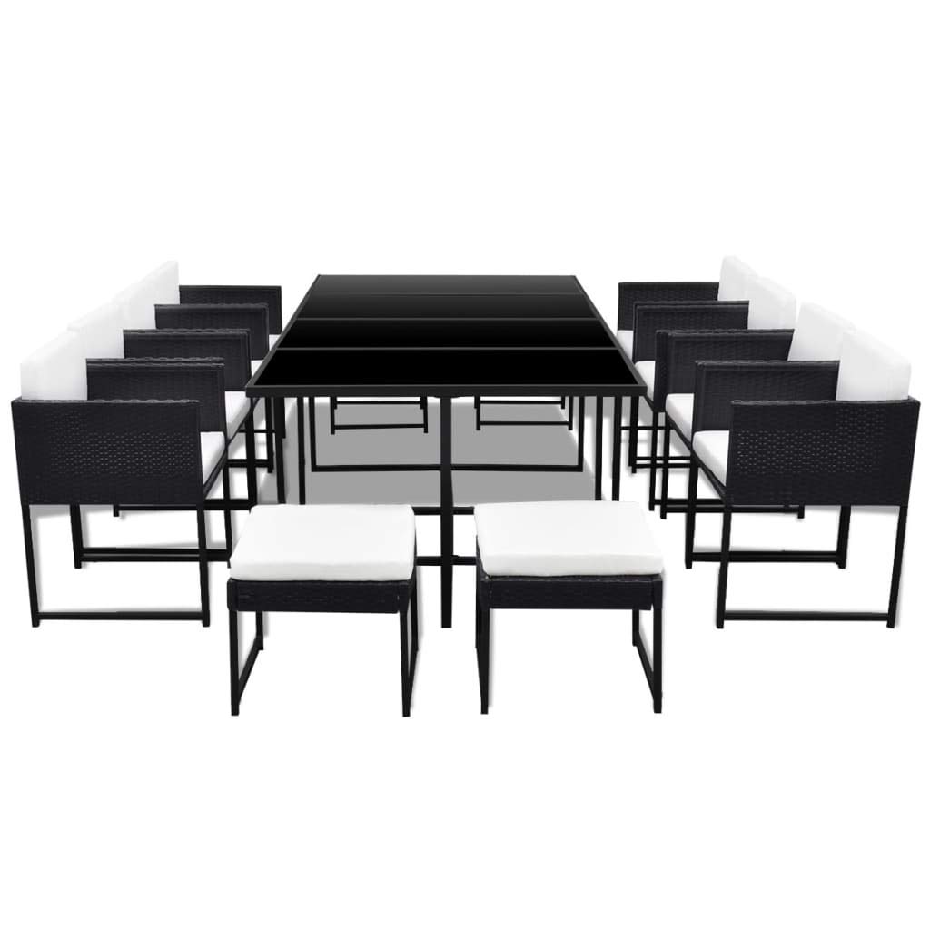 13PCS Outdoor Dining Set - Patio Furniture with Large Glass Table & Rattan Chairs, Steel Frame Conversation Seating for Backyard, Garden, Poolside or Terrace - Perfect for Al Fresco Dining and Outdoor Entertaining