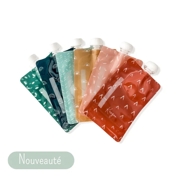 Reusable Baby Food Pouches with Cap - BPA Free, Leak Proof, 6 Pack for Homemade Puree, Snacks & On-the-Go Feeding | Ideal for Toddlers, Travel & Daycare