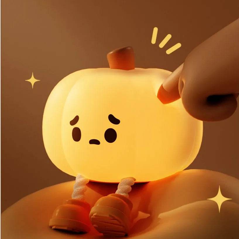 Cute Pumpkin Night Light - Halloween LED Decor for Kids Room, Bedside, Party - Warm White Glow for Cozy Ambiance