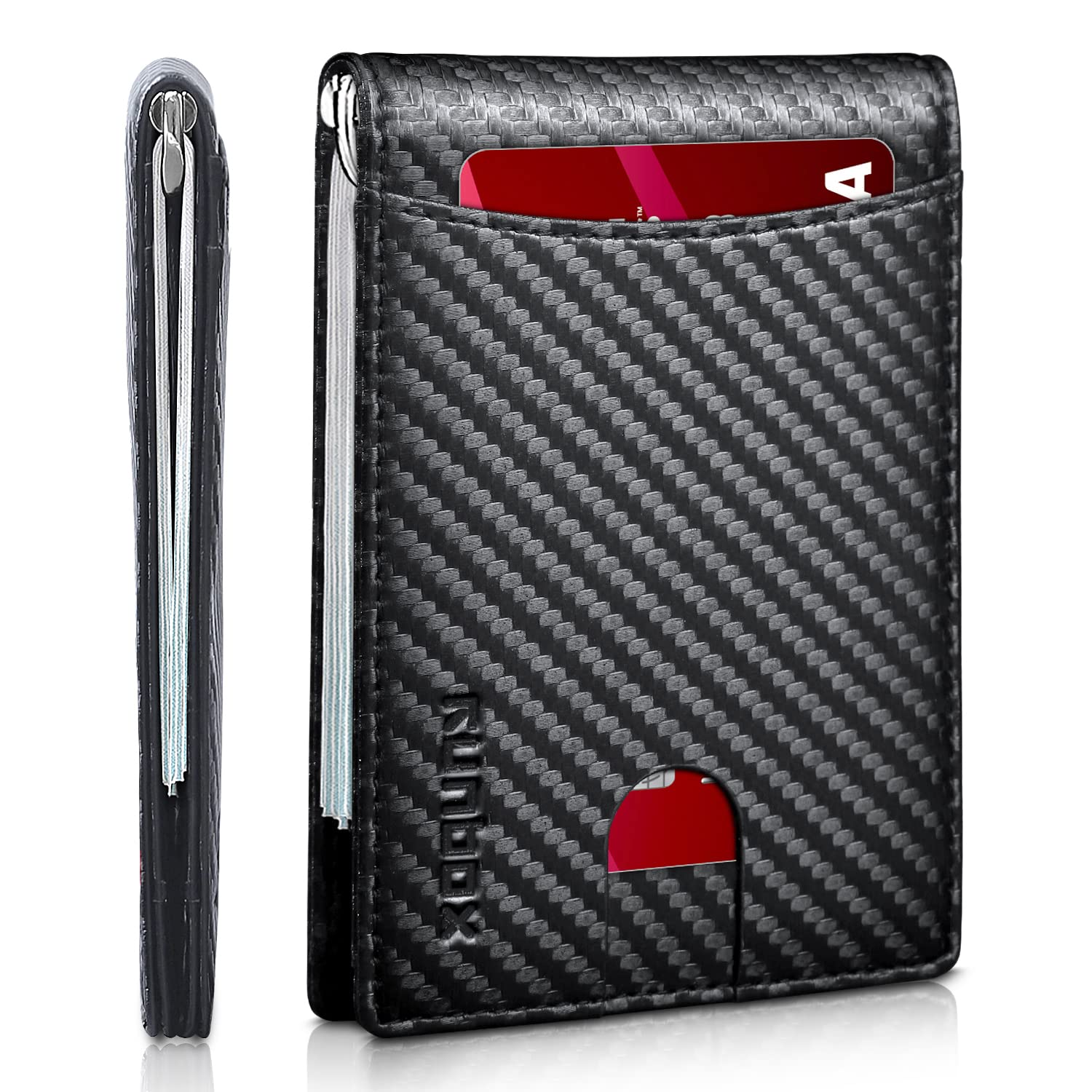RUNBOX Genuine Leather Slim RFID Blocking Wallet for Men - Ultra Thin Bifold Minimalist Front Pocket Wallet with Money Clip (Gift Box Included) | Perfect for Travel, Business & Everyday Carry