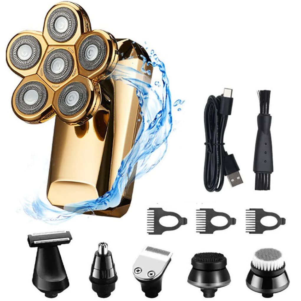 Best Electric Razor for Men - 6-in-1 Wet/Dry Rechargeable Shaver & Beard Trimmer Kit - Full Body Grooming & Bald Head Shaving Machine - Perfect for Travel, Gym & Daily Grooming Routine