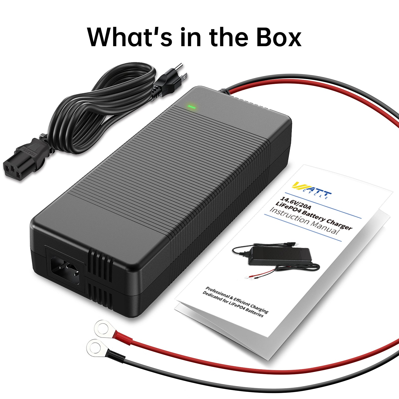 14.6V 20A LiFePO4 Battery Charger with Plastic Shell - Fast Charging for Electric Bikes, Scooters, and Power Tools - Perfect for Home, Workshop, and Outdoor Use