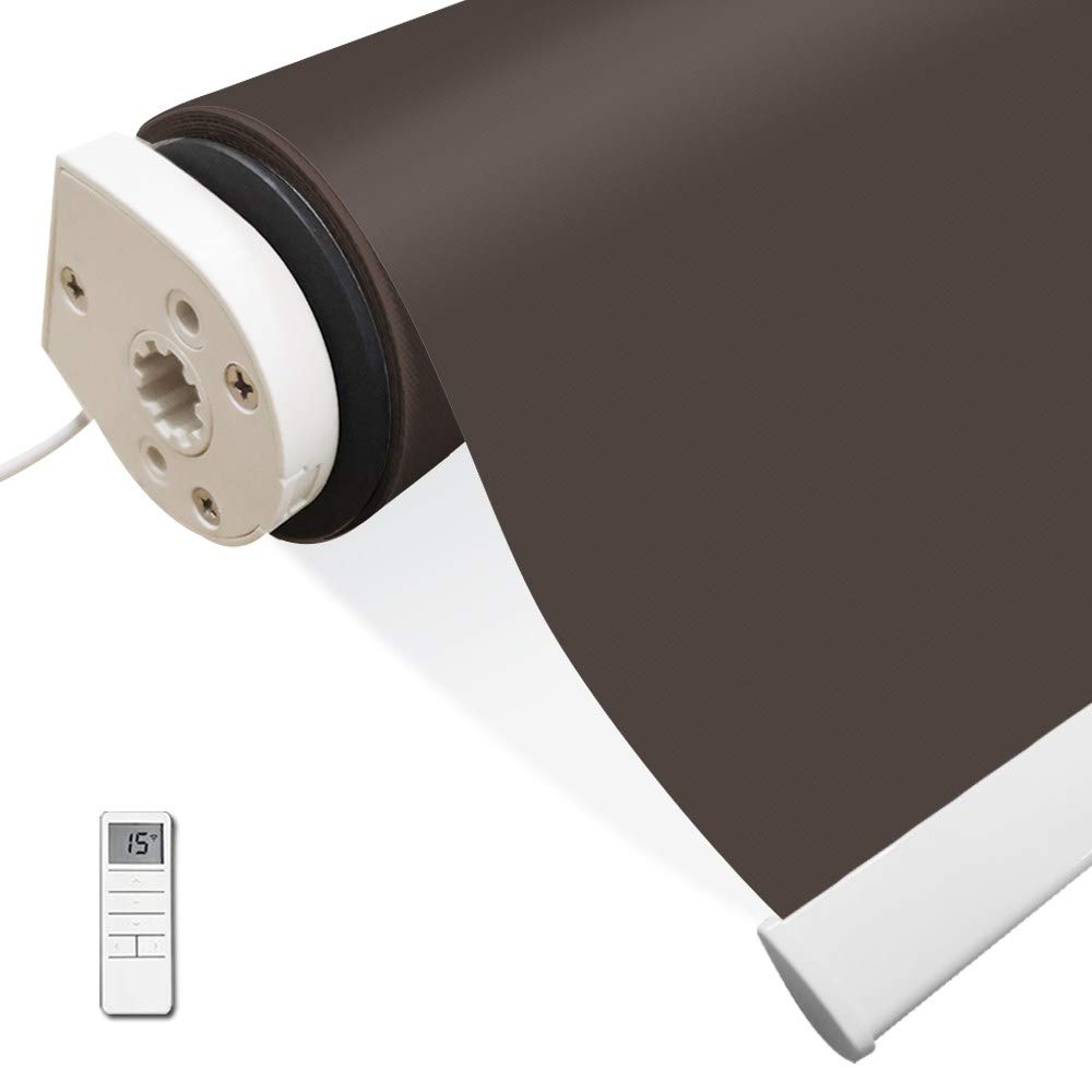 Motorized Blackout Cordless Roller Shades - Wireless Remote Control & Rechargeable Window Blinds for Room Darkening | Perfect for Bedroom, Living Room, Office & Kitchen (Brown)