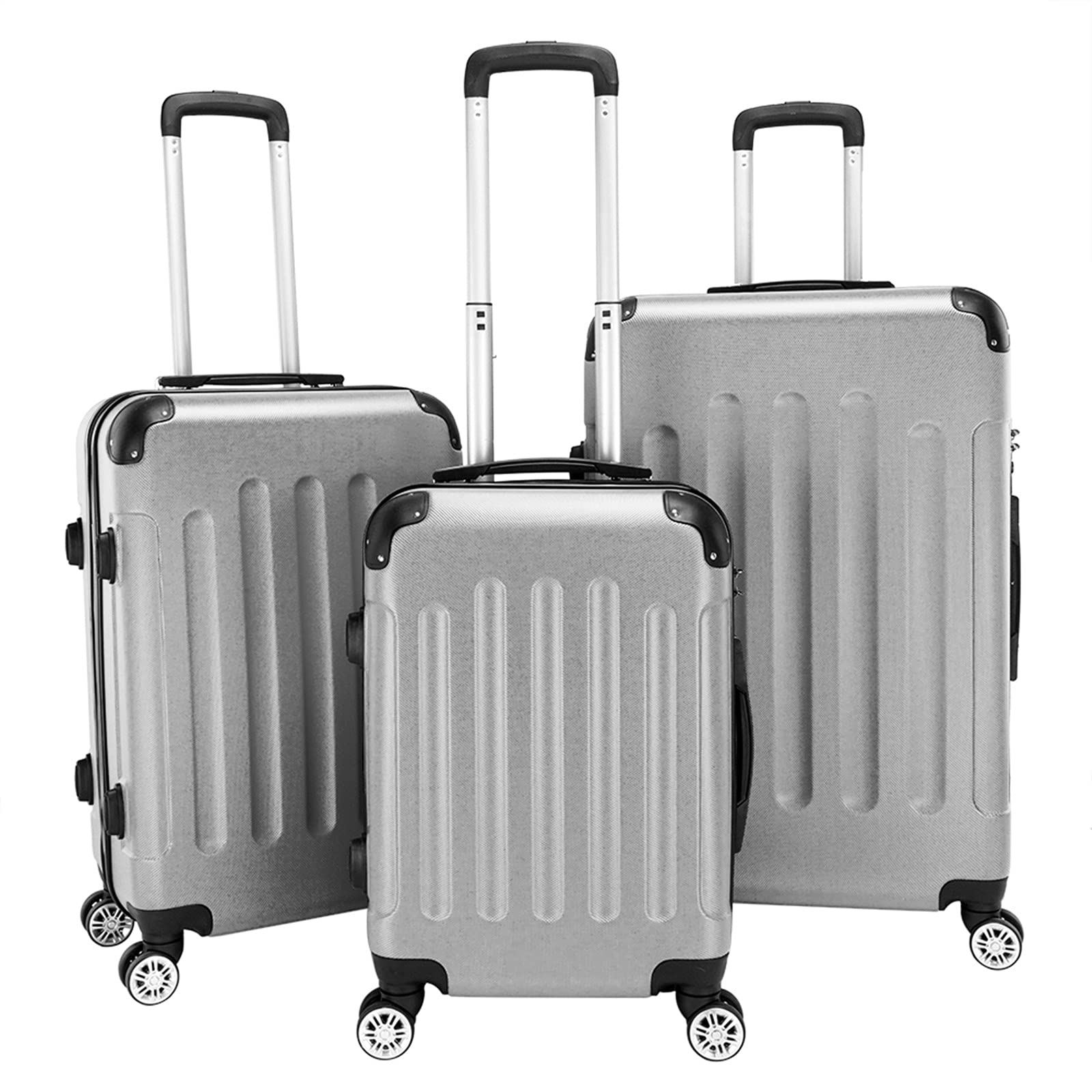 Tesmula 3-Piece Spinner Luggage Set with TSA Lock & ABS Zipper - 20in, 24in, 28in Carry-On Suitcases (Gray) - Perfect for Air Travel, Business Trips & Family Vacations