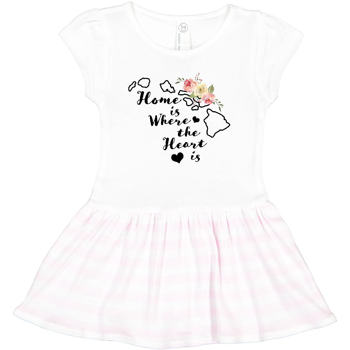 Inktastic Hawaii Home is Where The Heart is - Watercolor Floral Toddler Dress for Girls | Soft Cotton Summer Outfit for Beach, Party & Family Photos