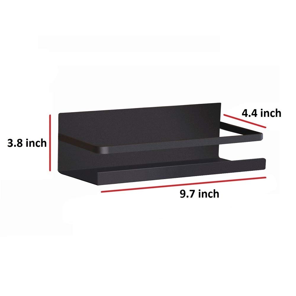 Magnetic Refrigerator Spice Rack Organizer - Single Tier Black Spice Storage Shelf for Kitchen, Pantry & Small Space Organization | Perfect for Fridge, Freezer & Metal Surfaces