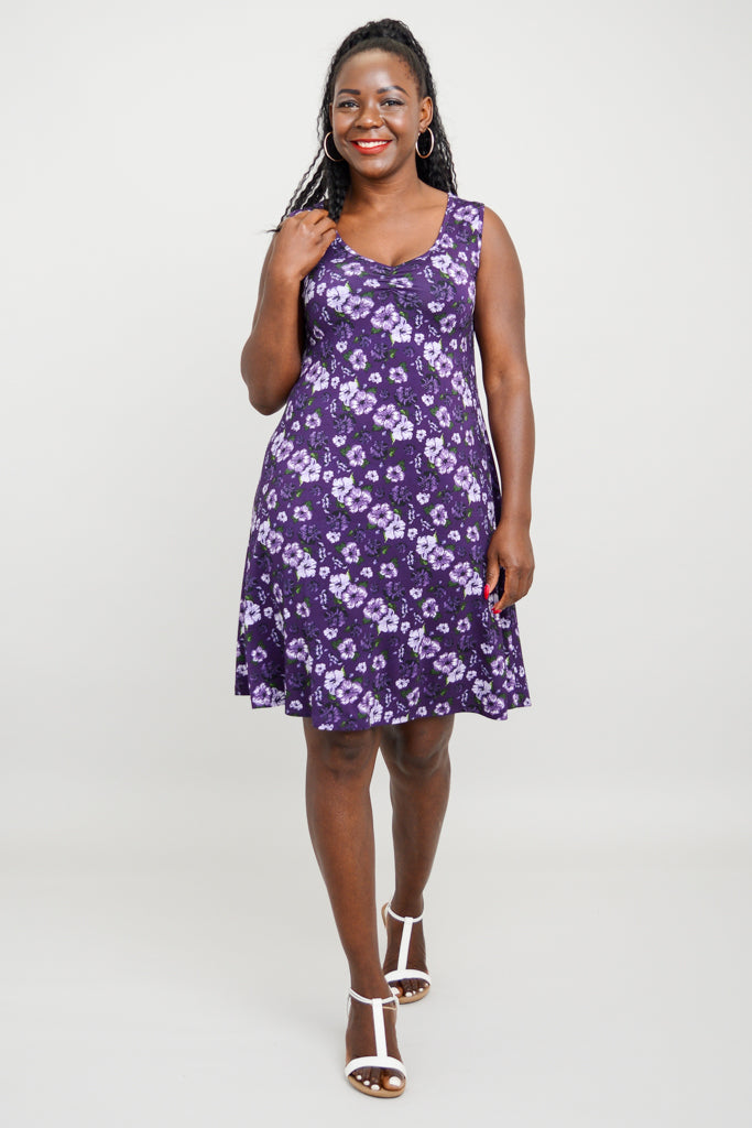 Lanai Sleeveless Midi Dress - Floral Hibiscus Print & Breathable Bamboo Fabric | Summer Beach Dress for Vacation, Resort Wear & Tropical Getaways