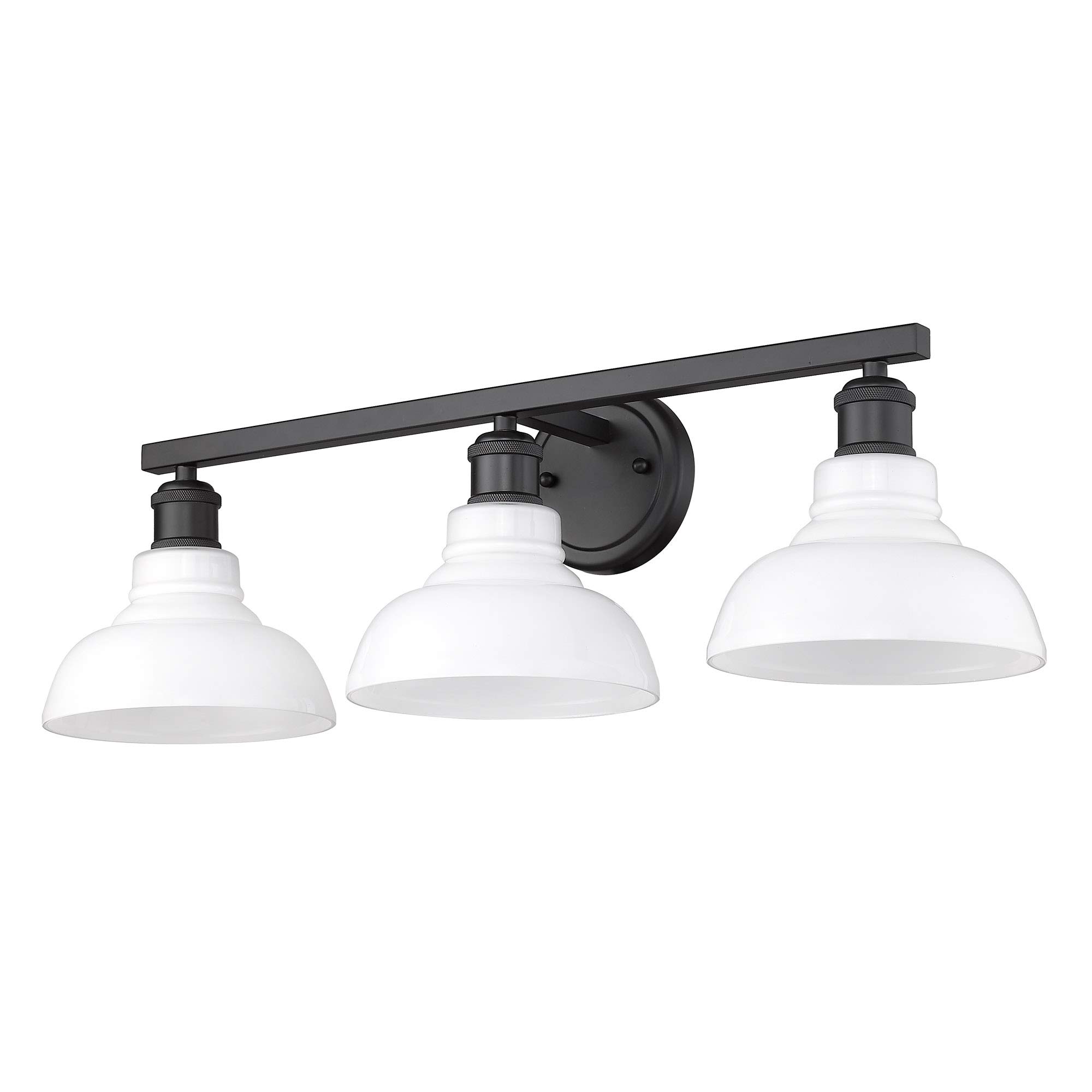 Golden Lighting Carver 0305-BA3 BLK-VMG 3-Light Bathroom Vanity Light Fixture in Matte Black - Modern Bathroom Lighting for Mirror & Vanity - Perfect for Master Bath, Powder Room & Guest Bath