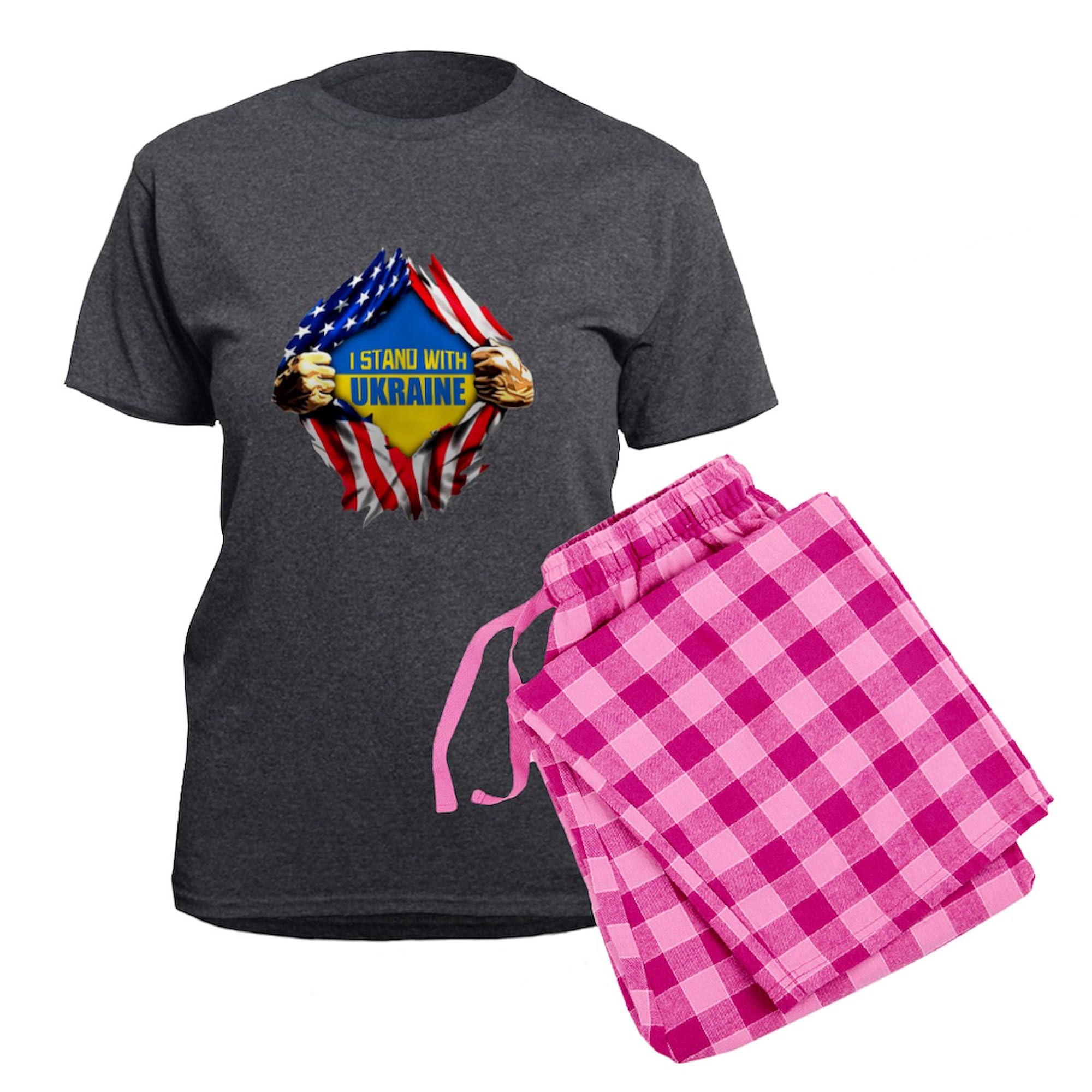I Stand With Ukraine Women's Charcoal Pajama Set - Comfortable Novelty Sleepwear for Support & Solidarity - Perfect for Fundraising Events, Bedtime Relaxation & Showing Ukrainian Pride