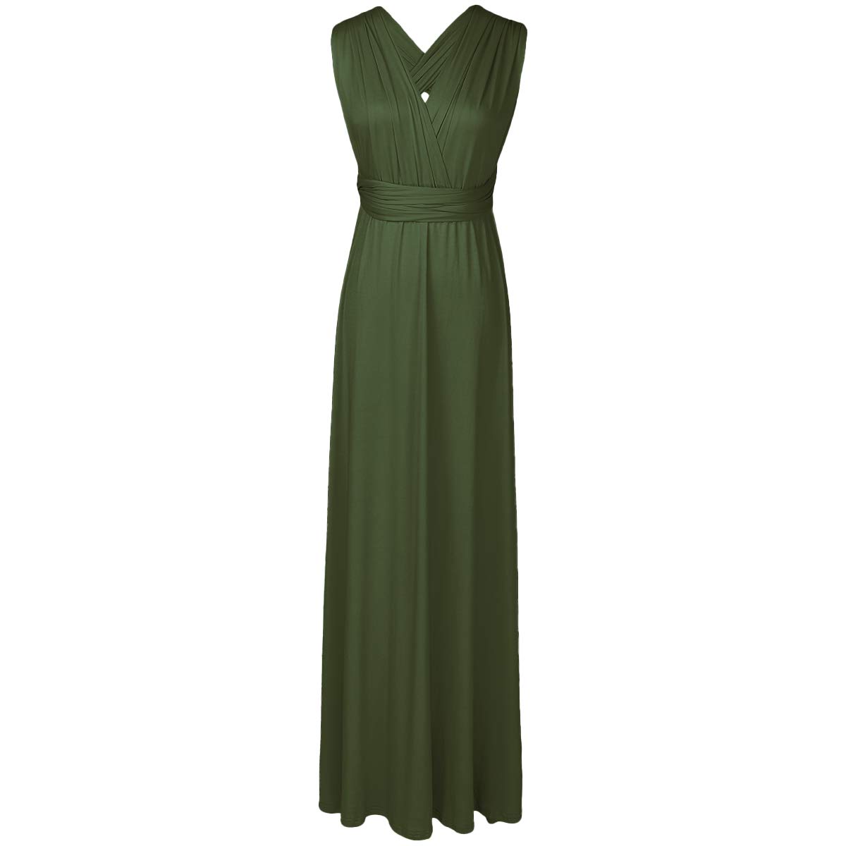 Elegant Convertible Women's Evening Long Dress - Multi-Way Wrap Bridesmaid, Wedding, Prom & Cocktail Gown | Summer Beach Maxi Sundress in Army Green | Perfect for Parties, Pageants & Formal Events