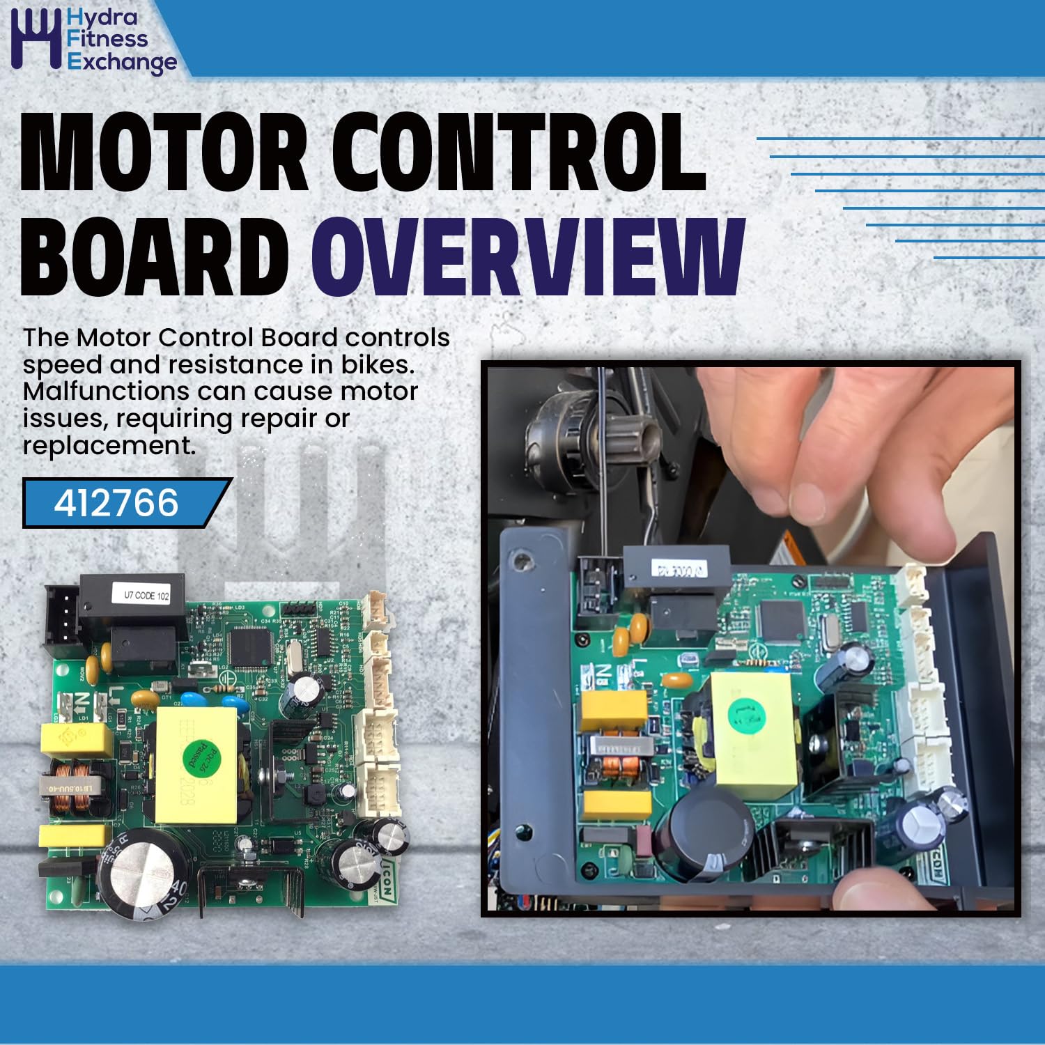 H.F Exchange Lower Motor Control Board Controller 412766 - Compatible with Stationary Exercise Bike Parts - Perfect for Gym Equipment Repair & Home Workout Maintenance