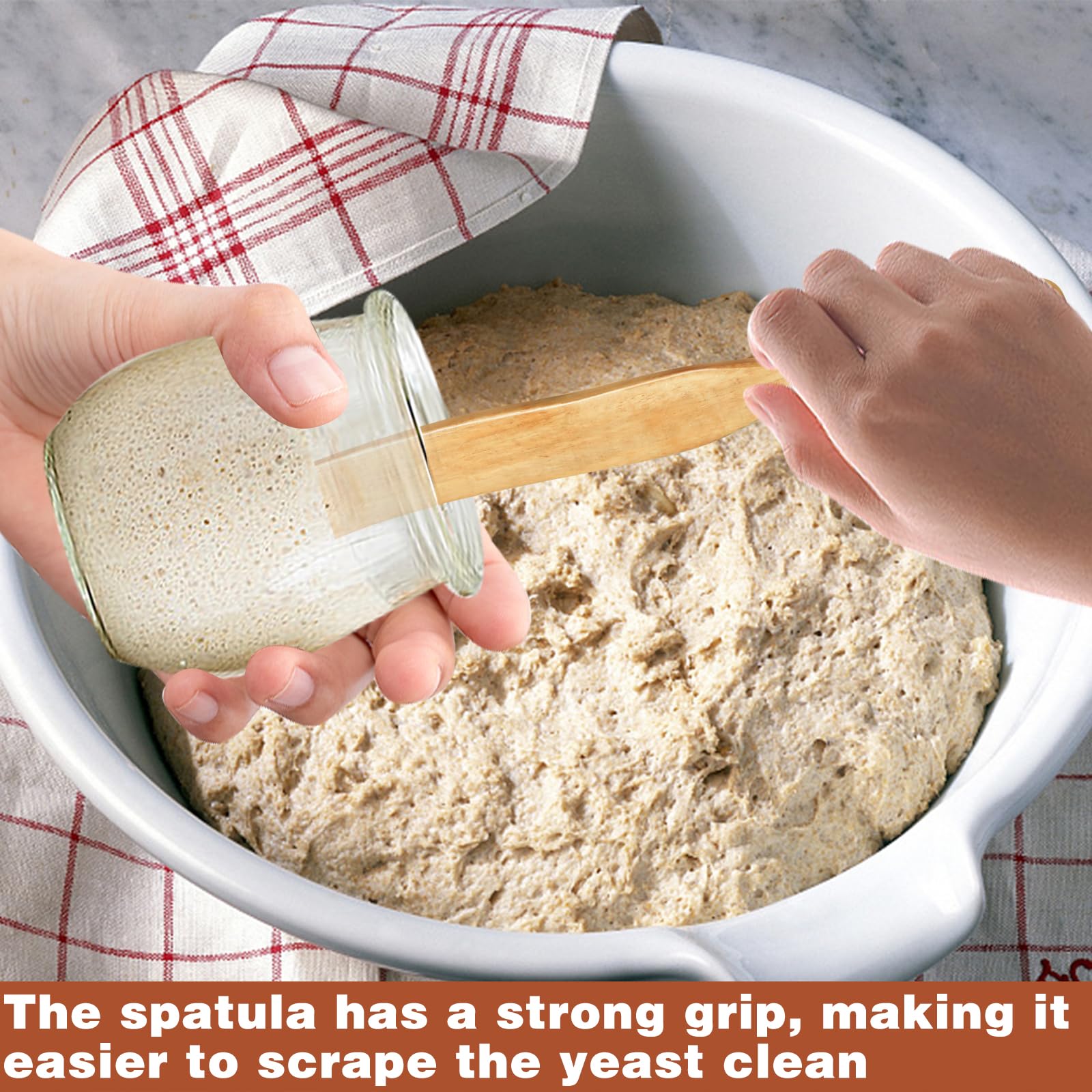 2Pcs Wooden Spatula for Cooking & Baking - Sourdough Spurtle Kitchen Tools with Hanging Holes - Perfect for Dough Mixing, Stirring, Fermentation & Bread Making - Ideal for Home Bakers & Professional Chefs